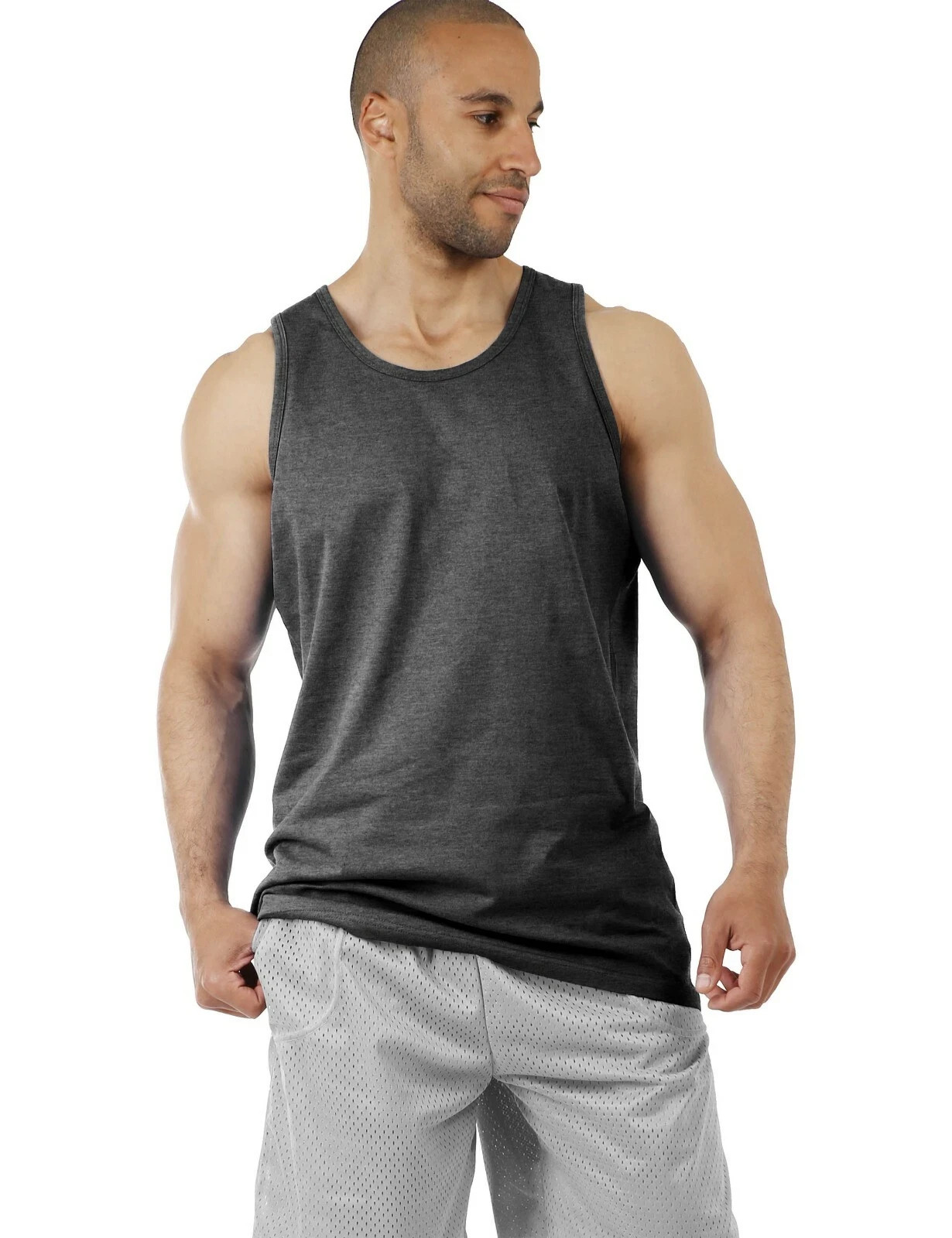 Mens Tank Top Muscle Gym Sleeveless Plain T-Shirts Tee A-Shirt 100%Cotton NEW