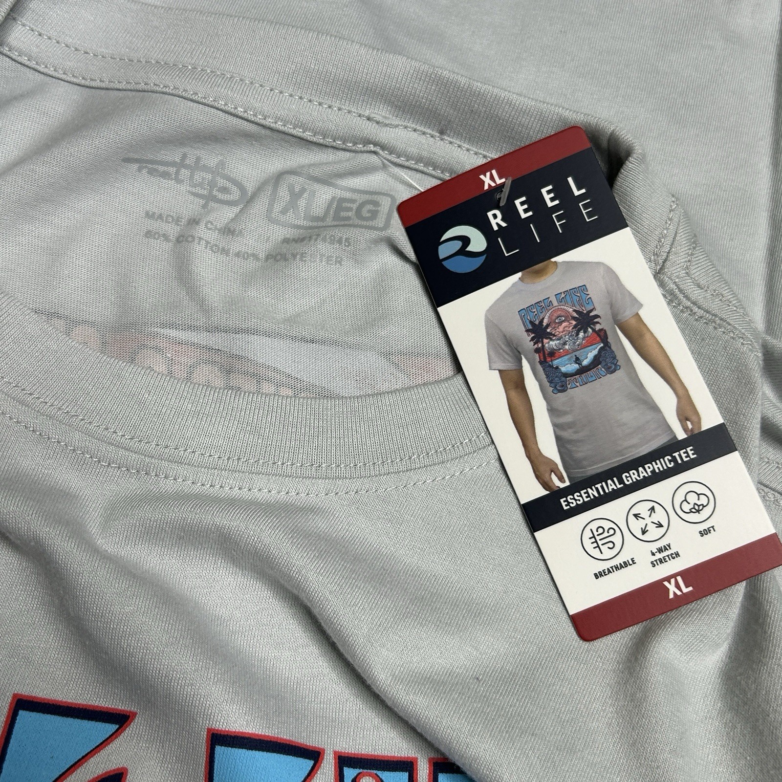 Reel Life Tshirt Mens Size XL Short Sleeve Relaxed Fit Graphic Double Sided New