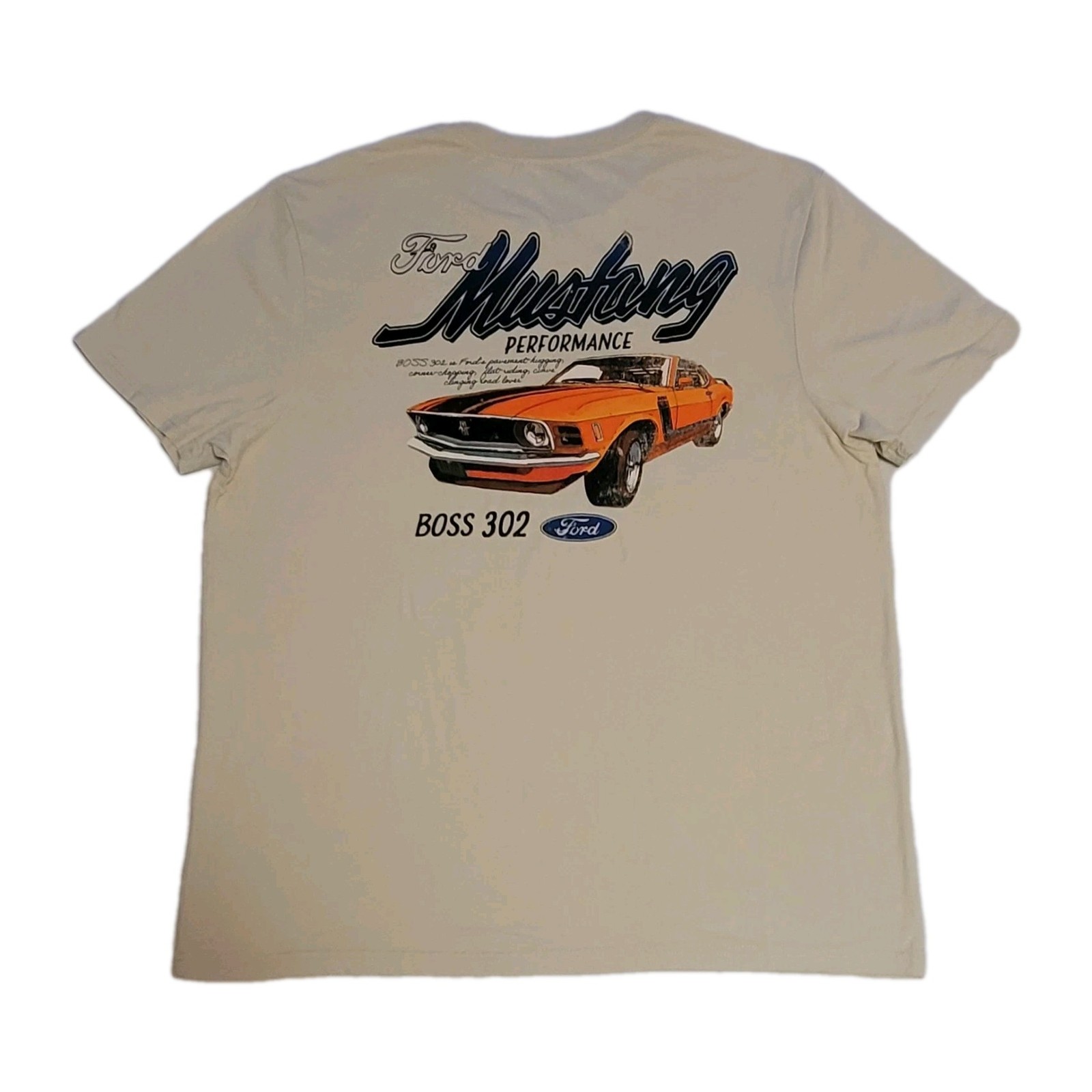 Ford Mustang Boss 302 Shirt Mens Large Cream Graphic T Shirt Muscle Car 2025
