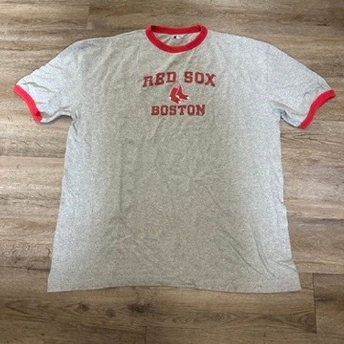 MLB Genuine Merchandise Boston Red Sox Ringer T-Shirt Mens 2XL Gray Red Logo