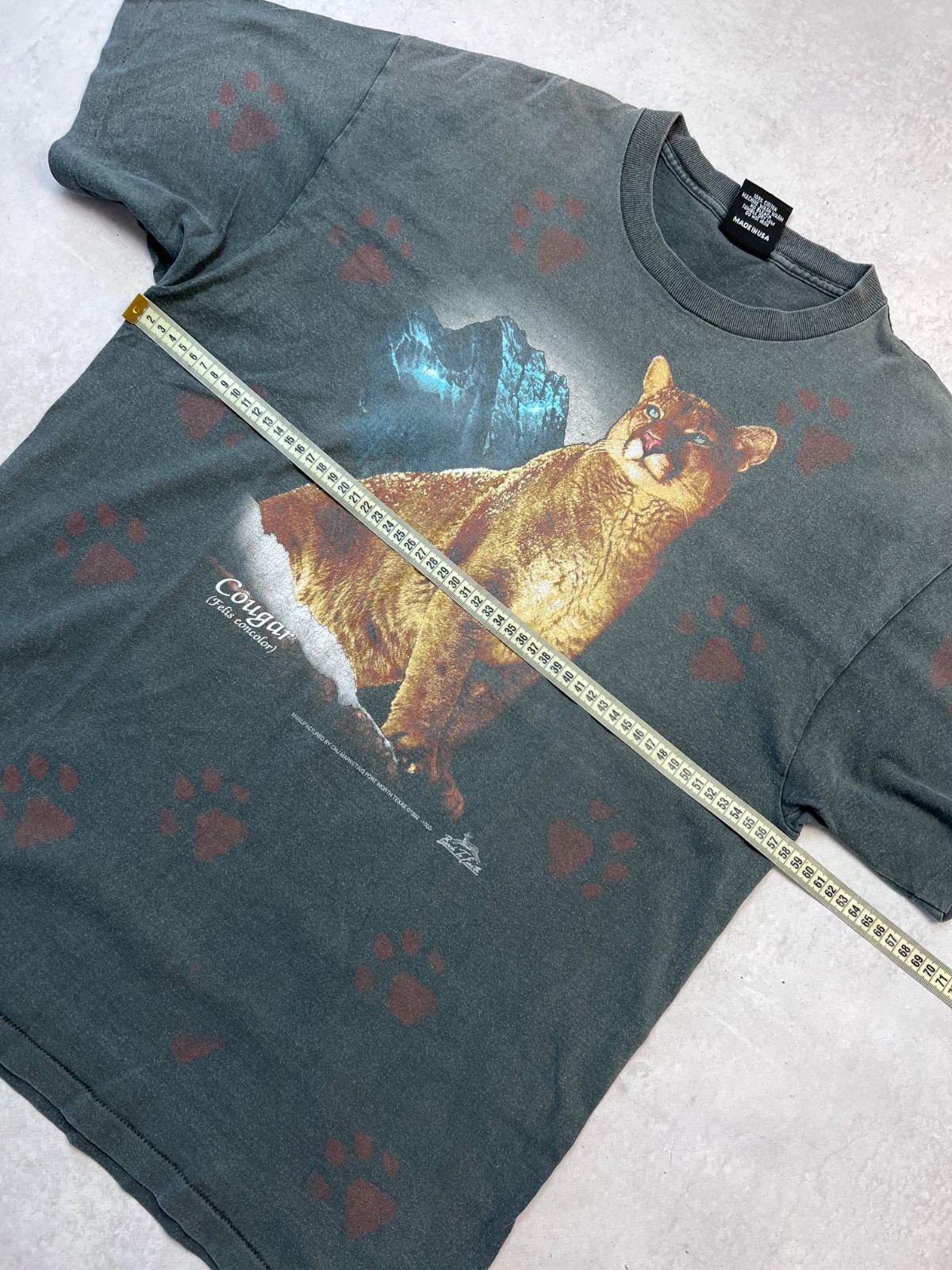 Vintage 1992 3D Emblem Cougar Wildlife Graphic T Shirt XL Made USA Single Stitch