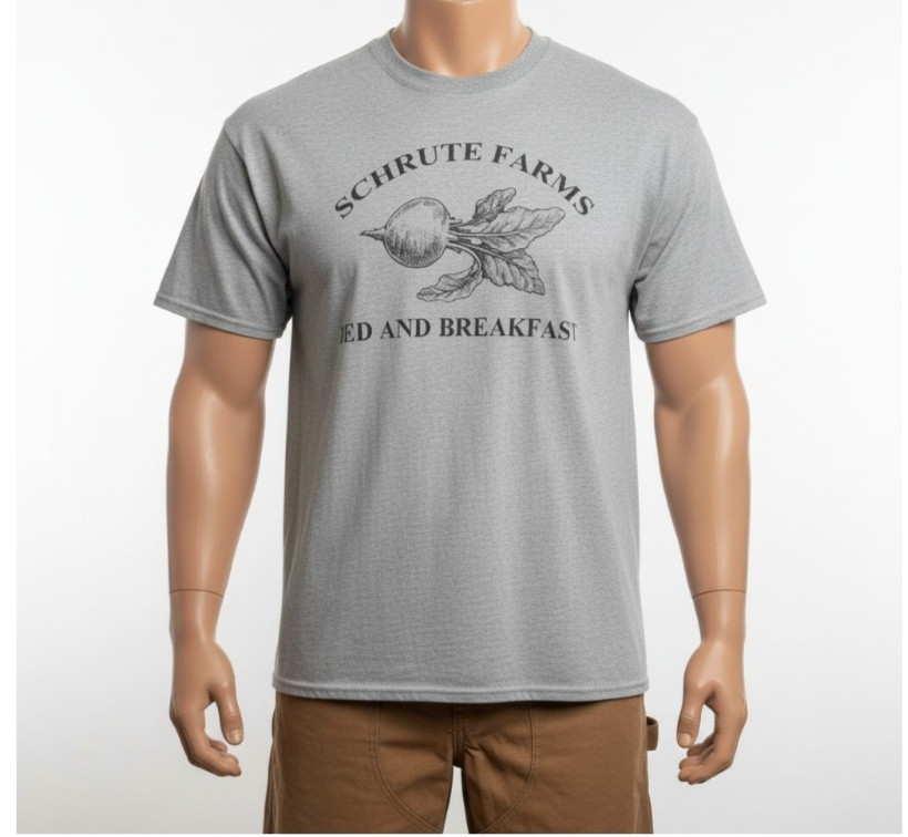 Schrute Farms Beets Bed and Breakfast Tee Men XL Gray The Office Dwight Schrute