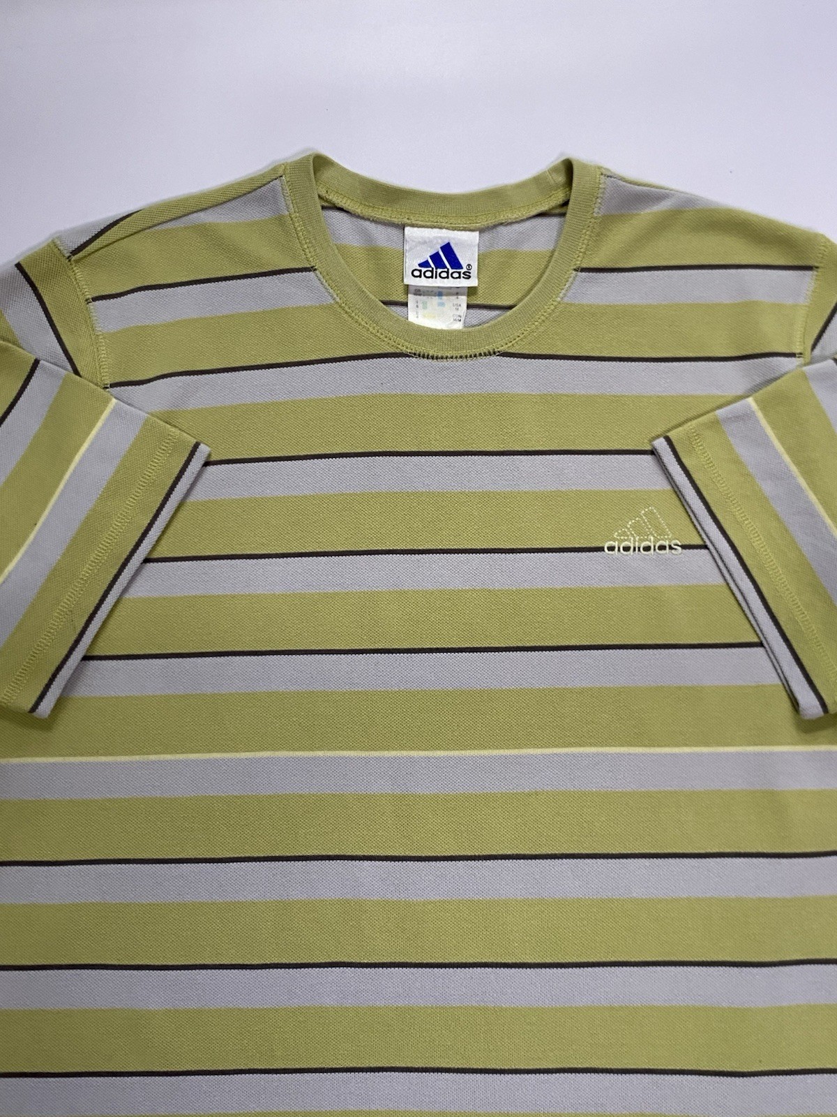 Vintage 2002 Adidas Striped Pique T-Shirt 🧃