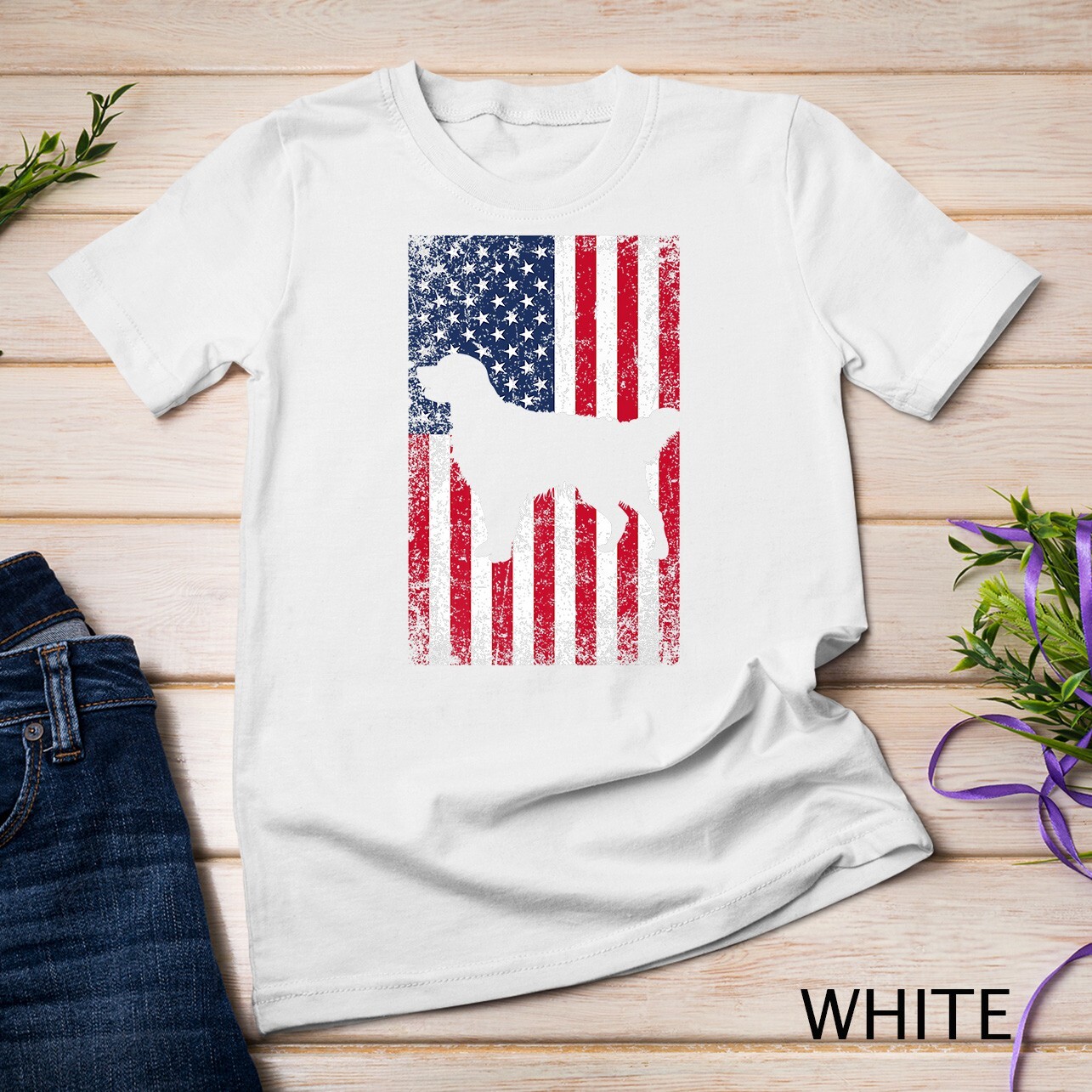 Golden Retriever Dog America Flag July 4 Gift Tshirt Tee Premium Unisex T-shirt