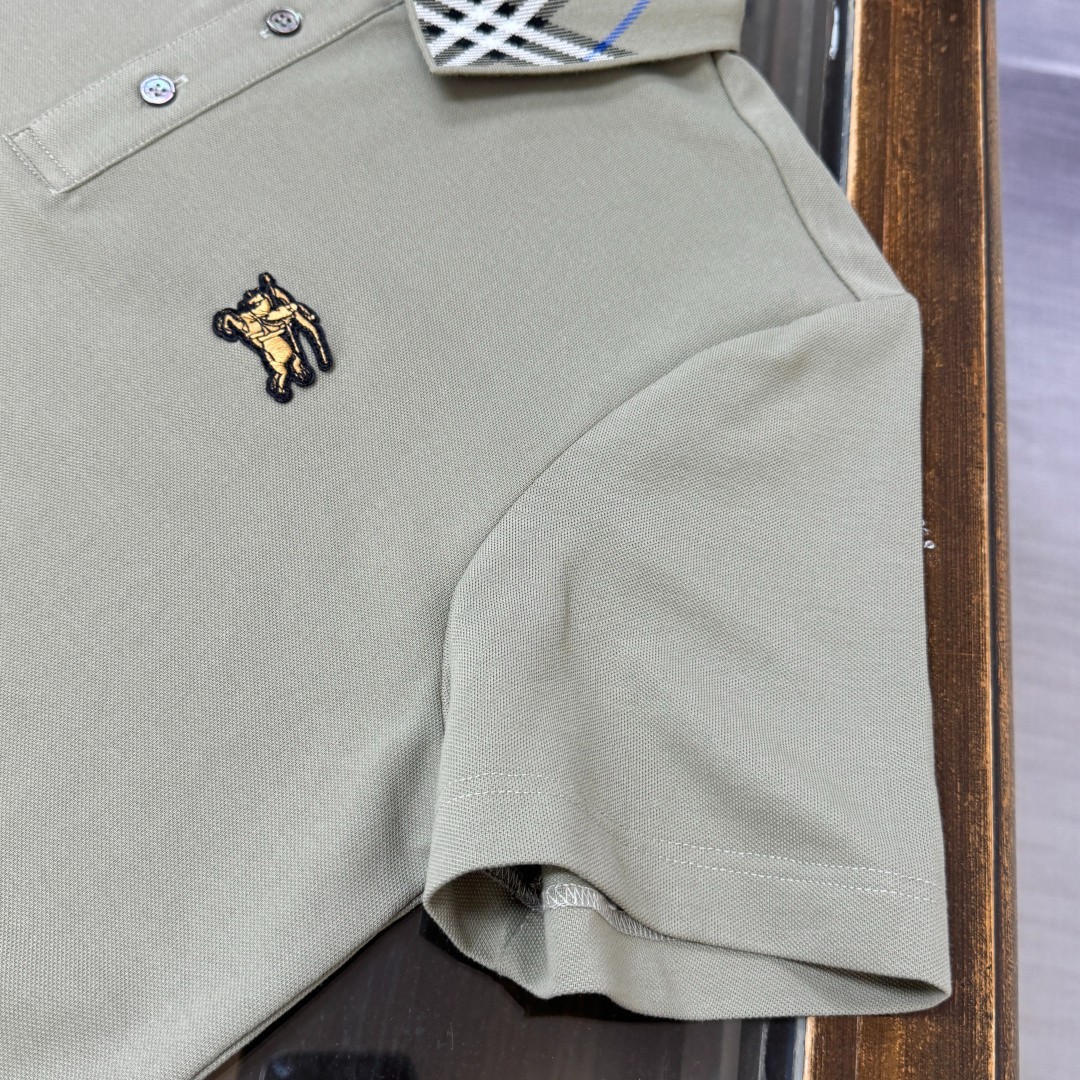 BUR*BERRY Men’s Light Green Short-Sleeve Collared Polo Shirt XL