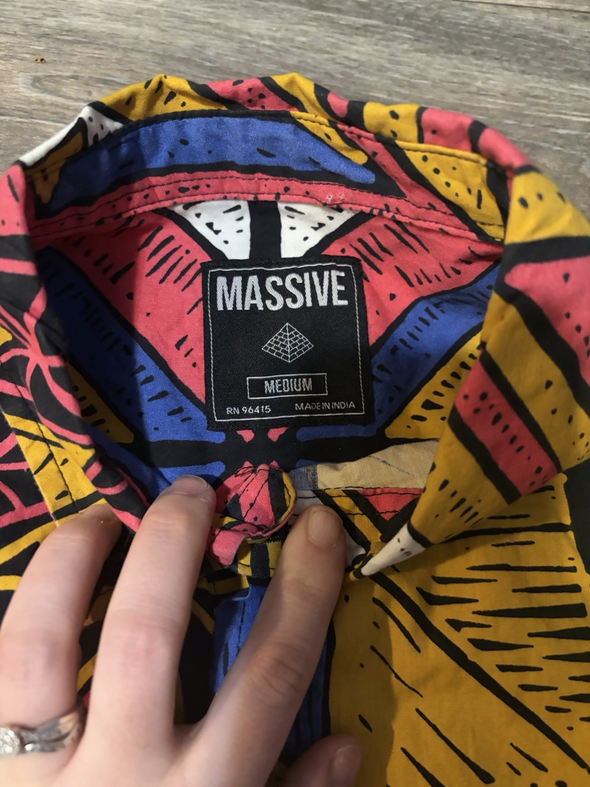 Vintage 80s90s Style Geometric Shirt By Massive Size M Retro Geometric Throwback