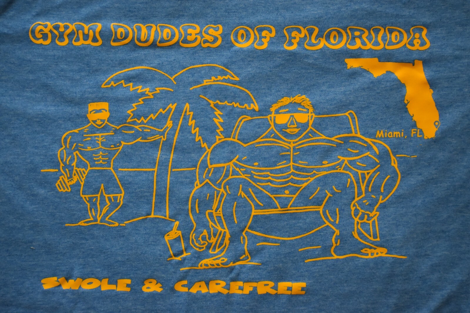 Gym Dudes of Florida Workout Muscle Bodybuilding Royal / Vintage Gold T-Shirt