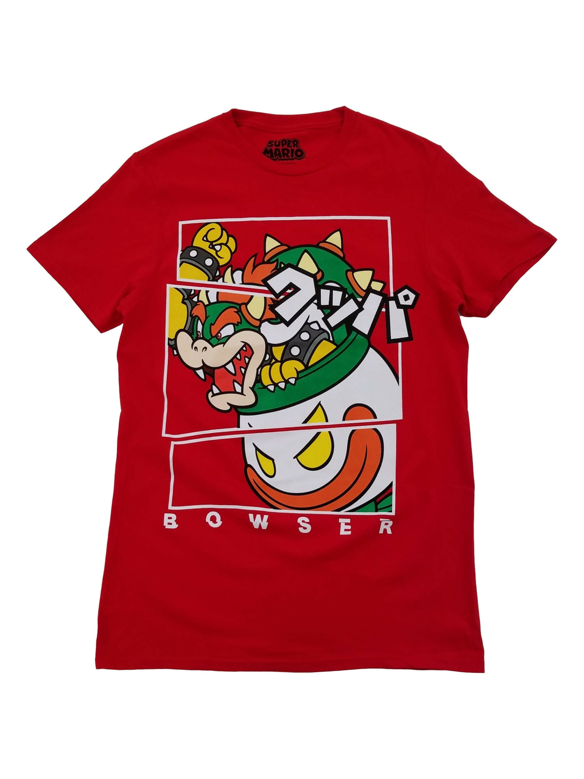 Super Mario Mens Red Bowser Clown Copter Graphic Tee Short Sleeve T-Shirt