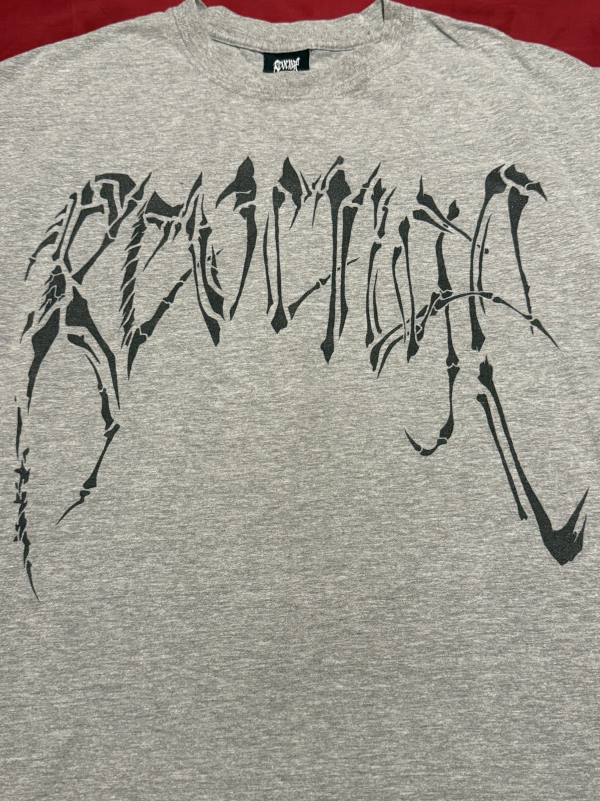 Revenge Skeleton Logo T-shirt Grey Size Large Made In USA Streetwear Punk