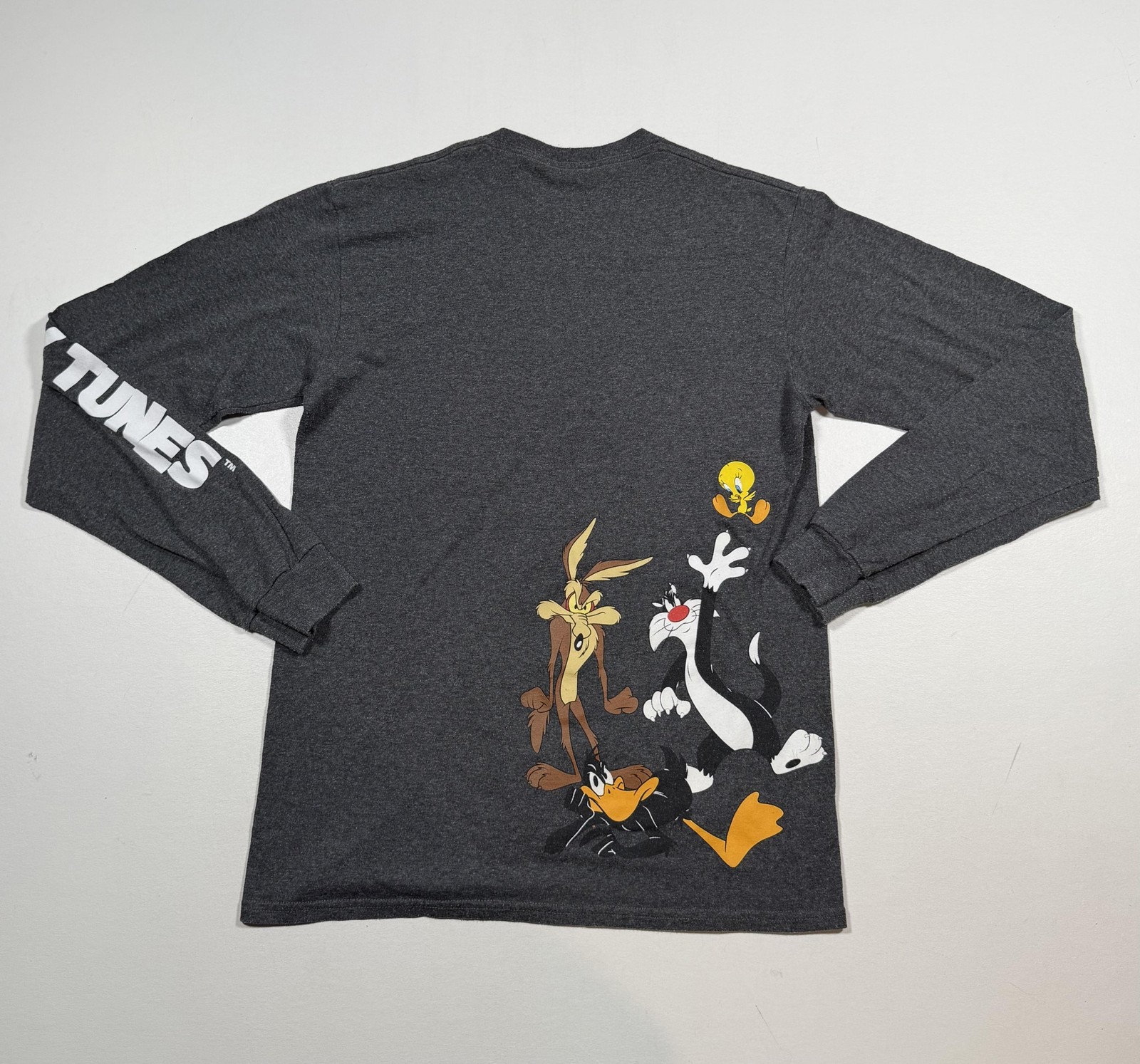 Looney Tunes Shirt Mens Small Gray Long Sleeve Tweety Sylvester Graphic Tee