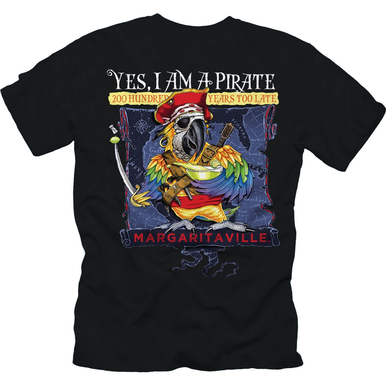Vtg YES I AM A PIRATE Jimmy Buffett Short Sleeve Black Men S-234XL T-shirt