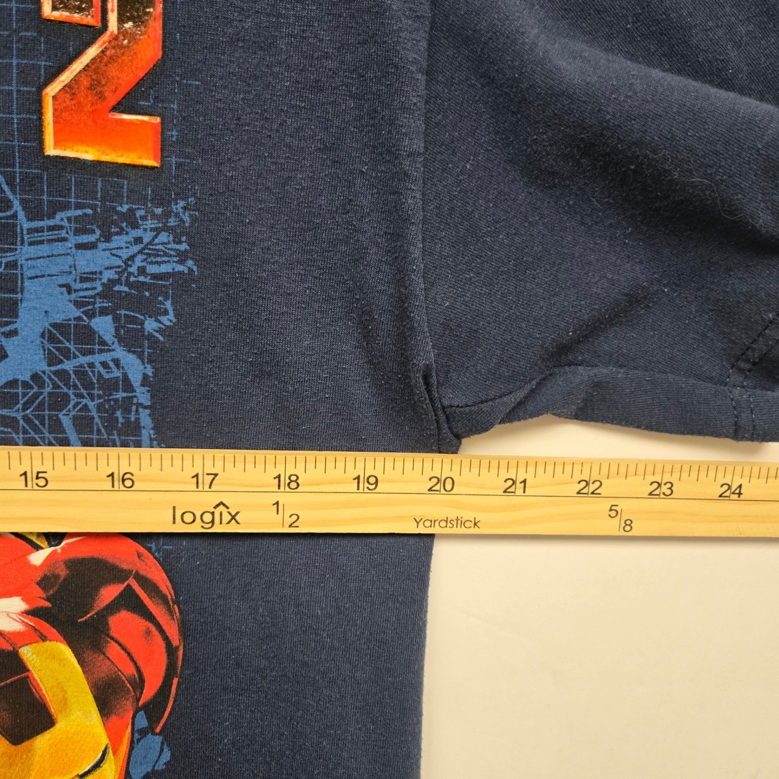 Marvel Iron Man 2 Graphic T-Shirt Mens Large Navy Blue Cotton Tee Avengers Movie