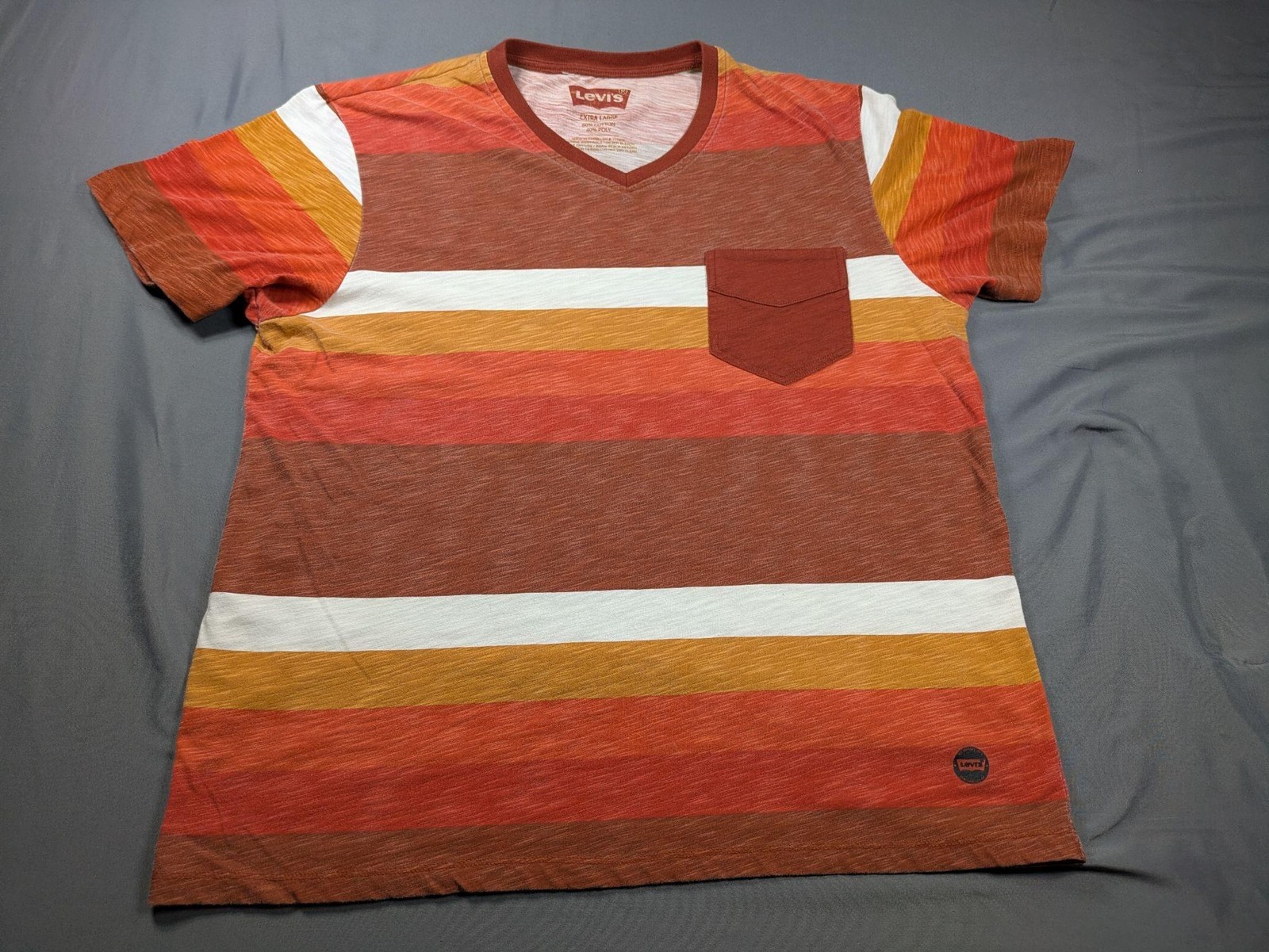 Levi’s Shirt Mens XL Multicolor Striped V Neck Short Sleeve Chest Pocket Tee