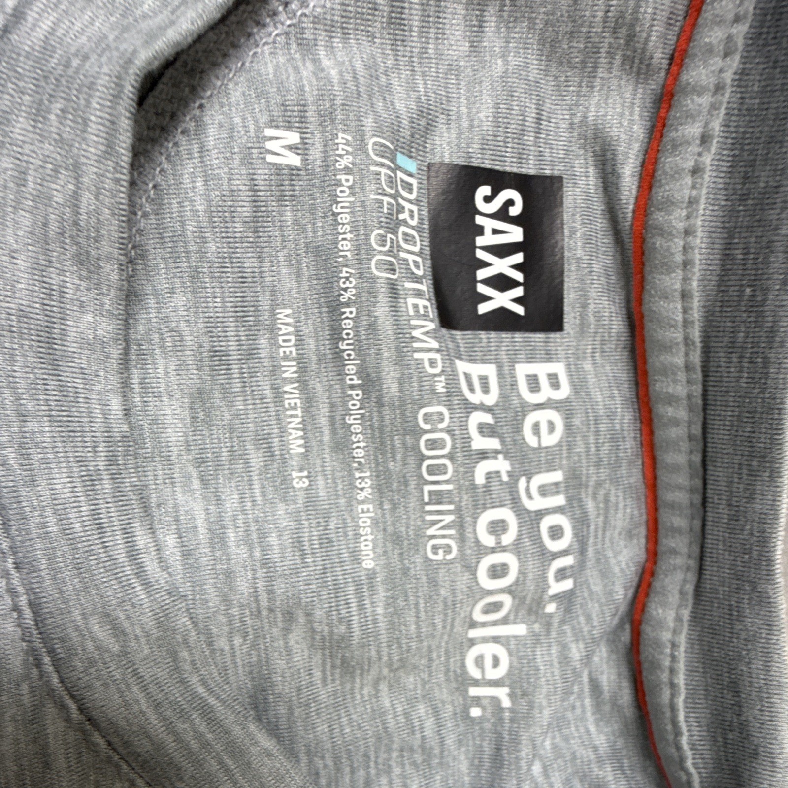 SAXX DropTemp Cooling Gray Solid Jersey Logo Crew Neck T-Shirt Men’s M