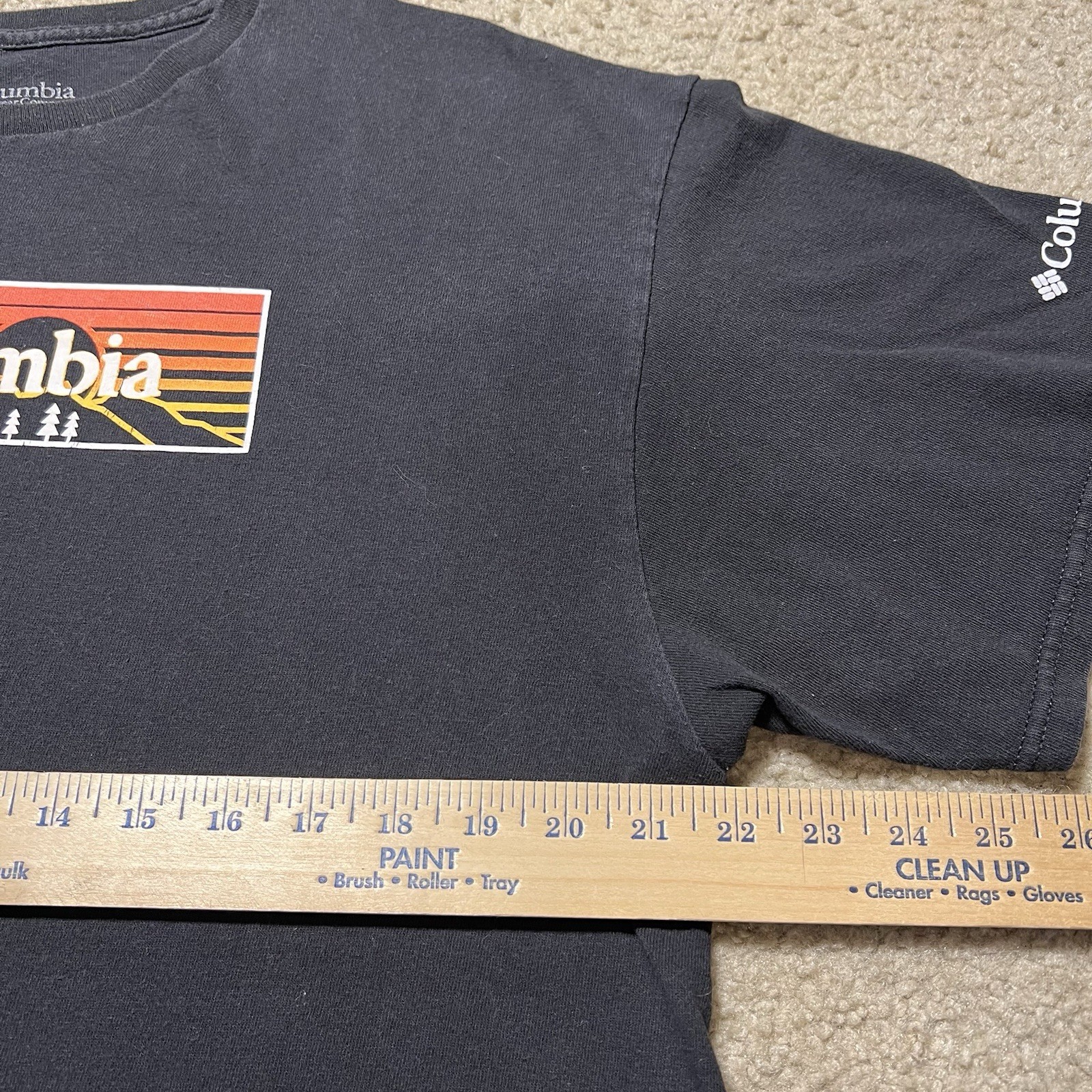 Columbia Sportswear Sunset Box Logo T Shirt Mens XL Black Outdoor Hiking Tee