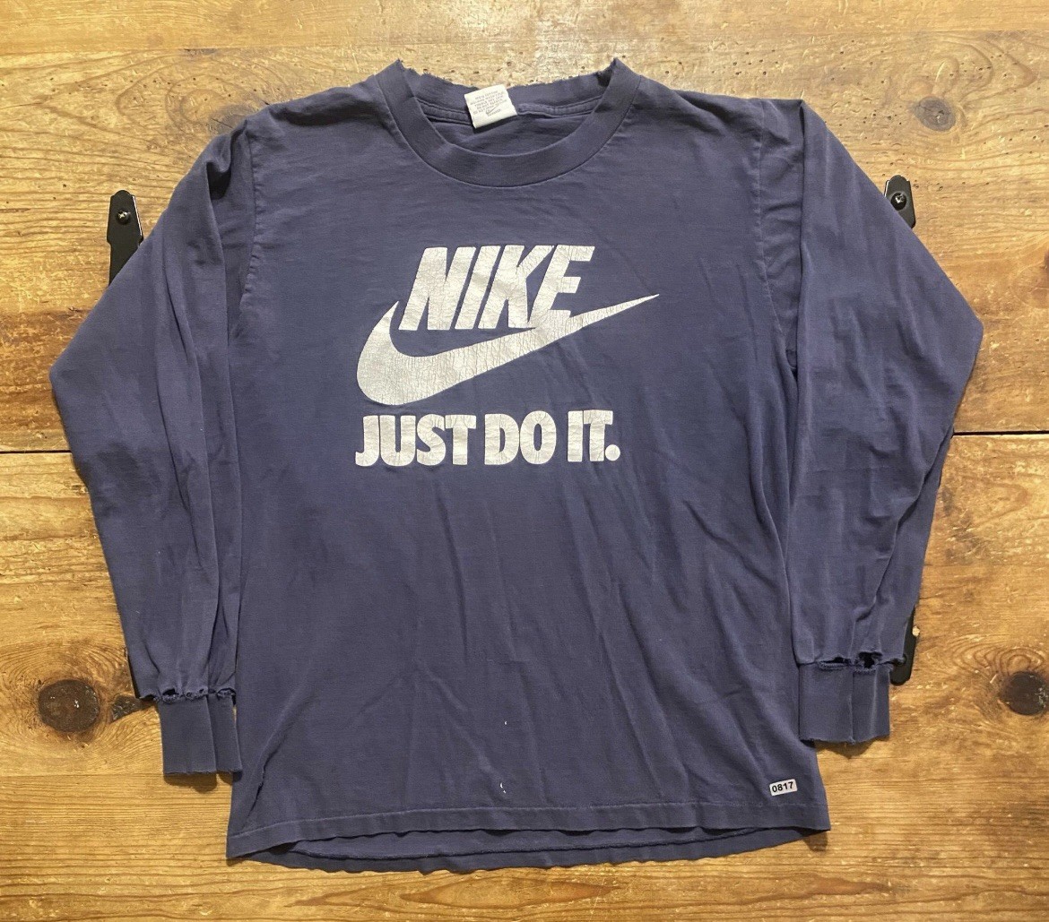 VTG NIKE Just Do It Spell Out Swoosh L/S T Shirt 80s 90s Small S Thrasher Skate
