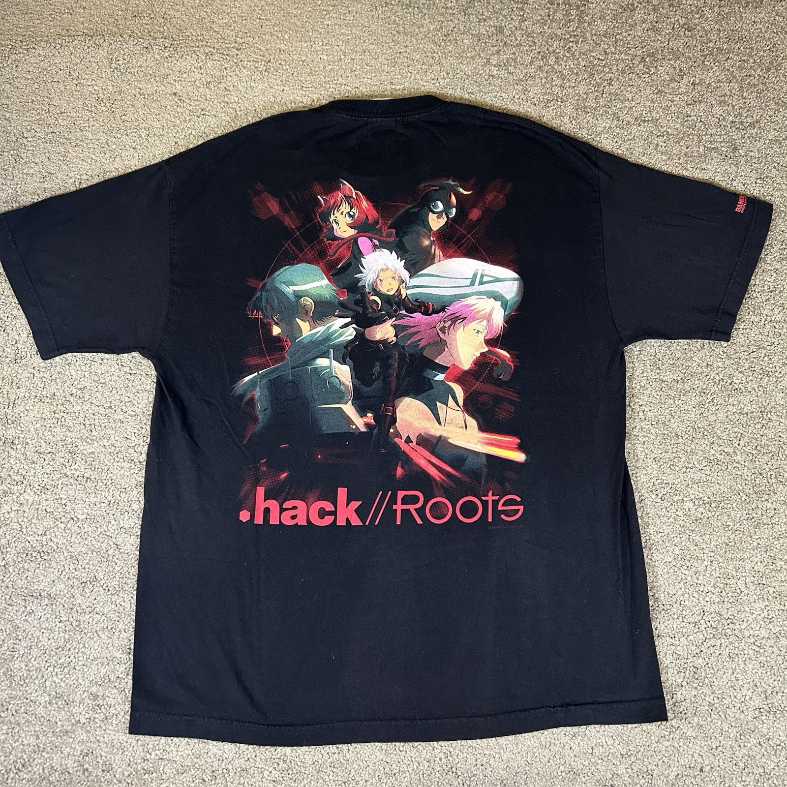 Vintage Y2K Hack Roots T-Shirt AAA Size XL Anime Comic Manga Bandai Promo Tee