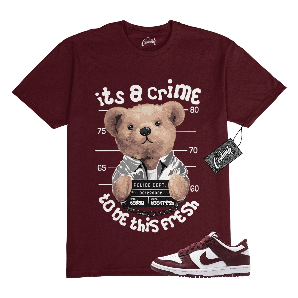 Dunk Team Red White Low Maroon Burgundy T Shirt Match CRIME