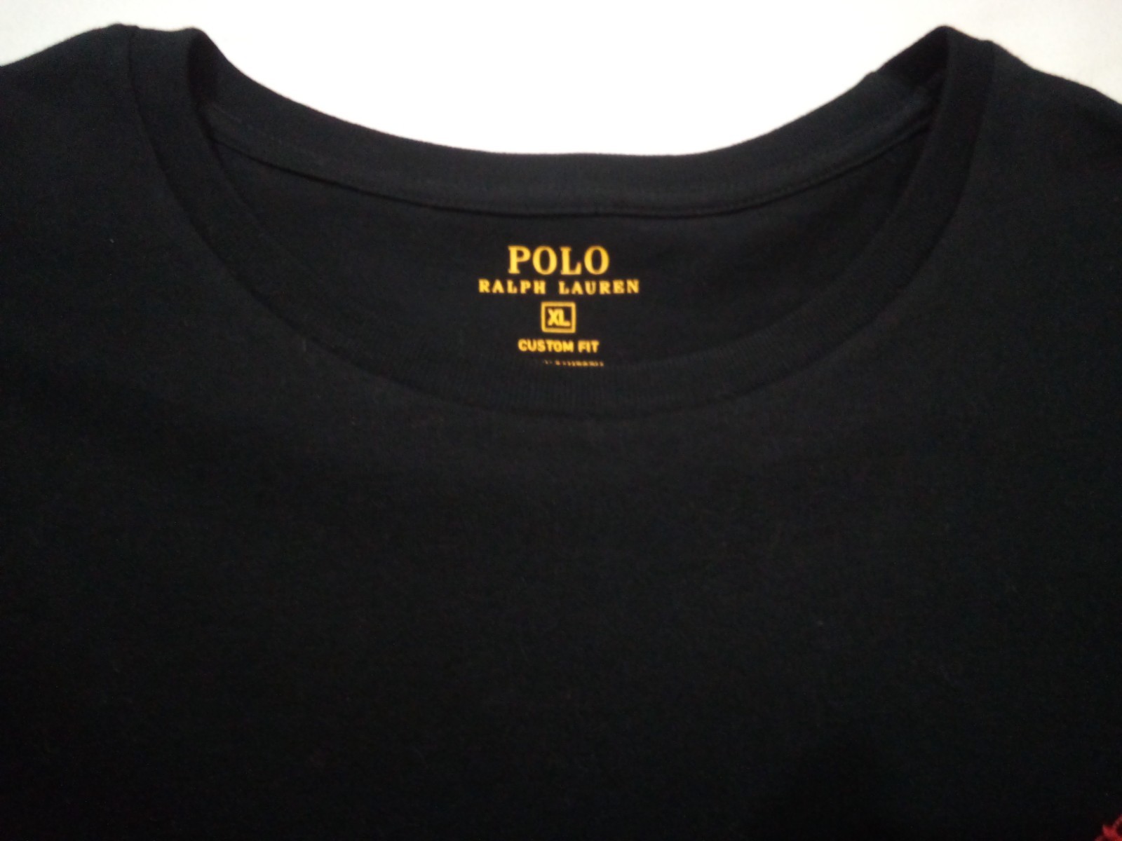 Polo Ralph Lauren T-Shirt Men XL Custom Fit Black Red Pony Crew Short Sleeve