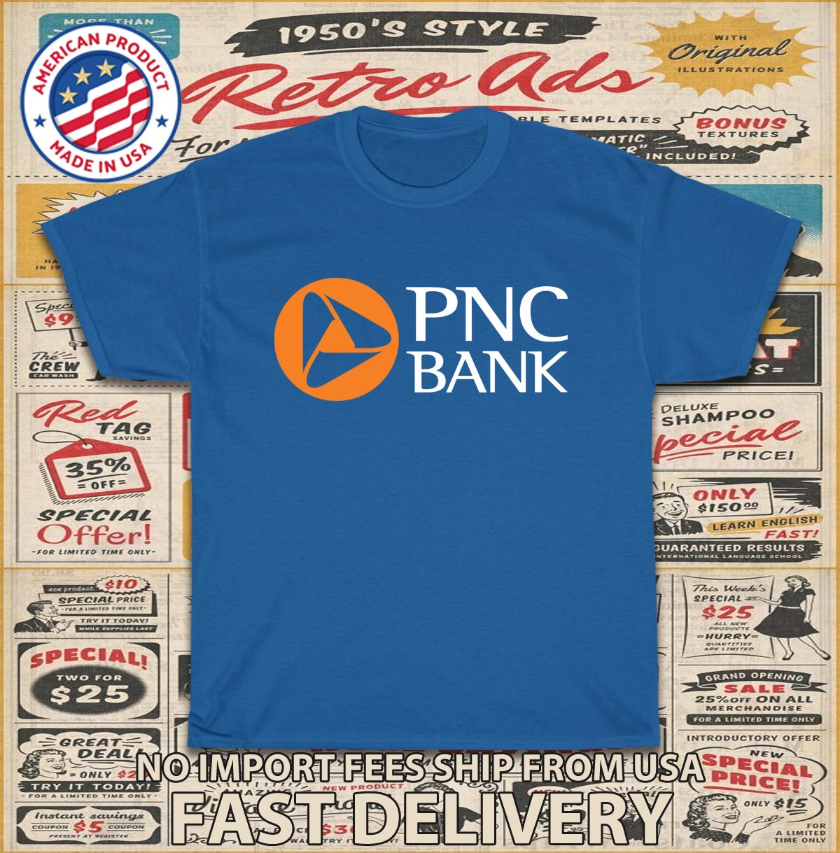 New Tee Shirt PNC Bank PNC Financial Service Logo Men’s T-Shirt American T-Shirt