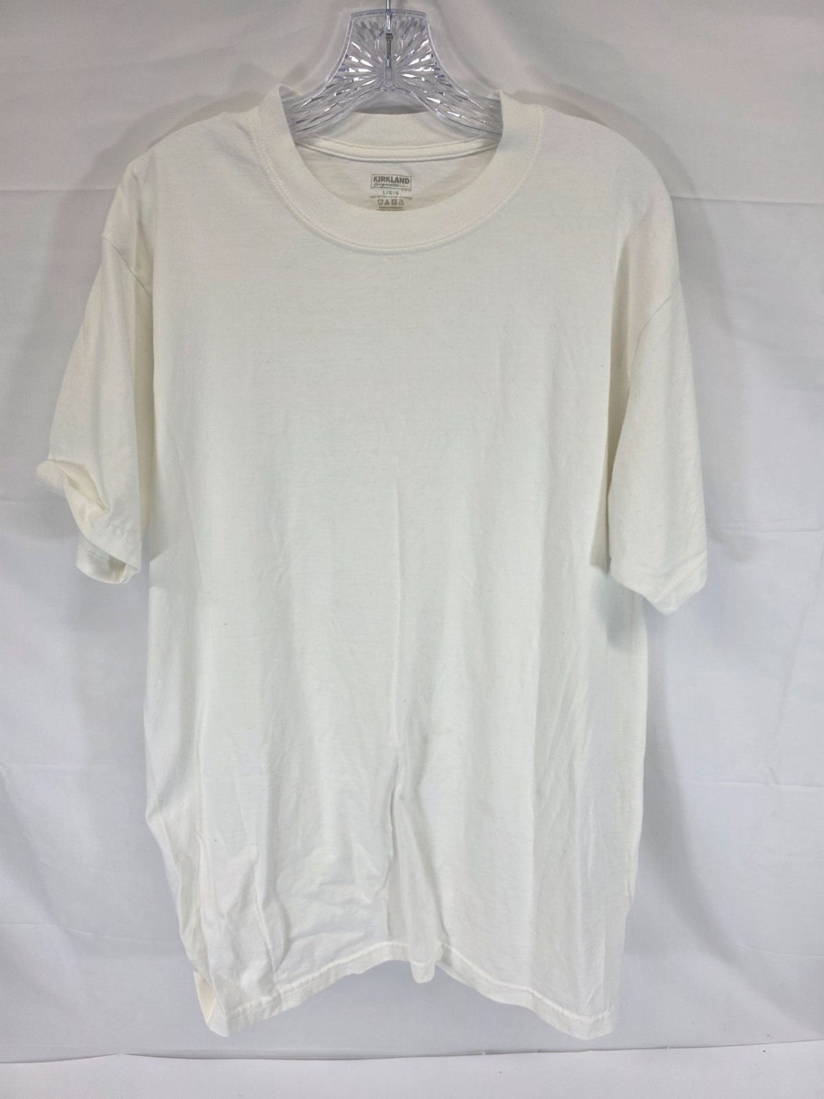 Kirkland Signature Mens White 100% Cotton Crew Neck T-Shirt Size Large 7079002