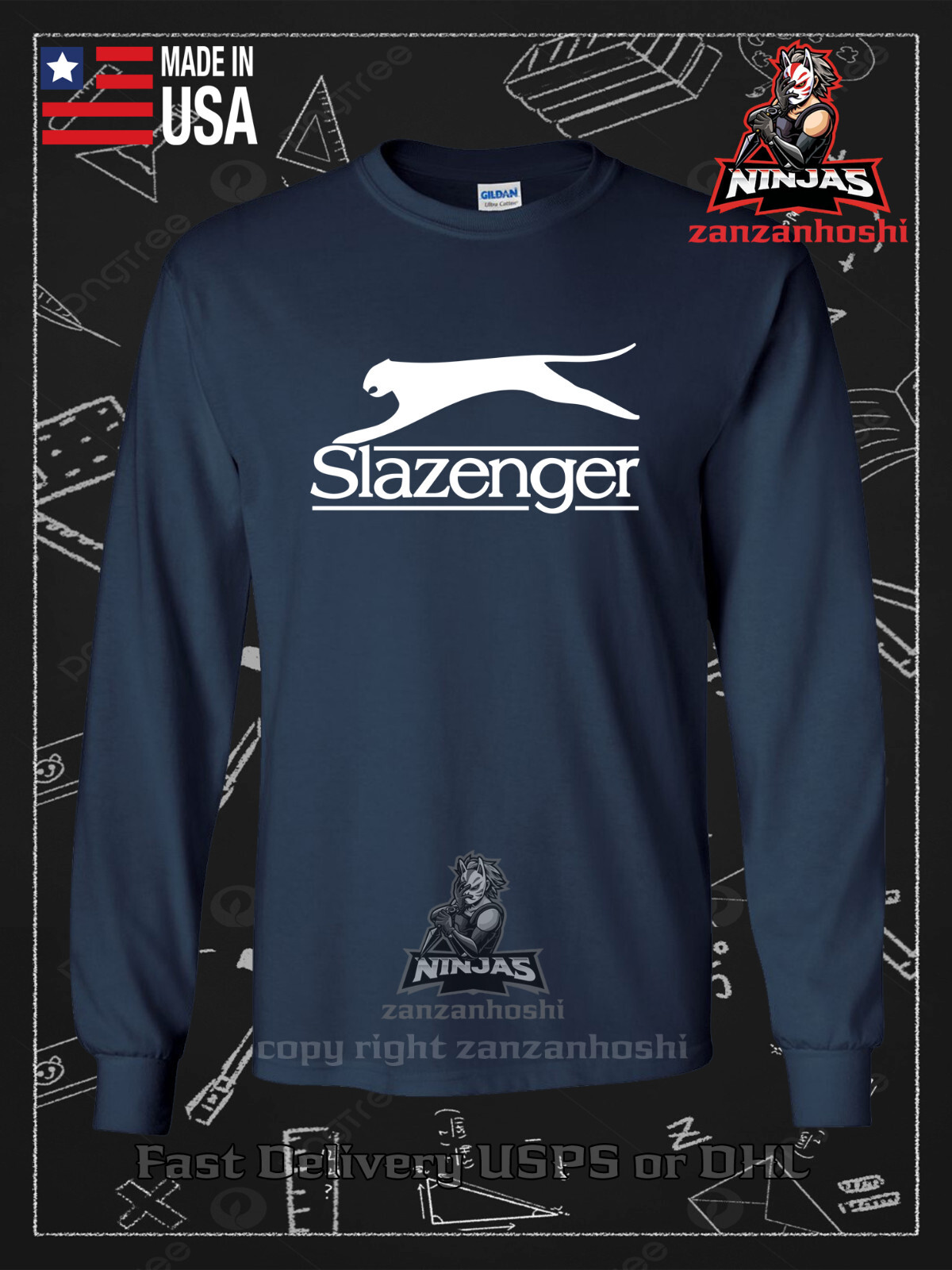 Slazenger Golf Logo Men’s Long Sleeve T-Shirt American Tees