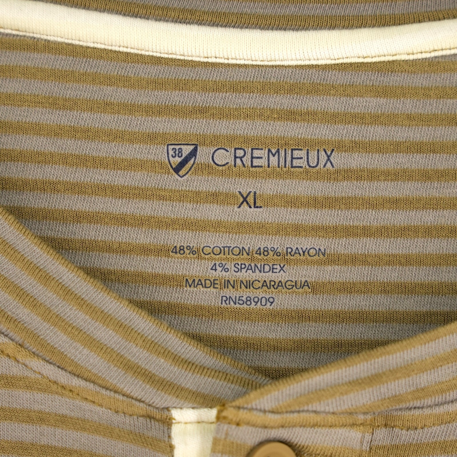 Cremieux Men’s Long-Sleeve Henley Shirt XL Gold Gray Striped NWT FREE SHIPPING
