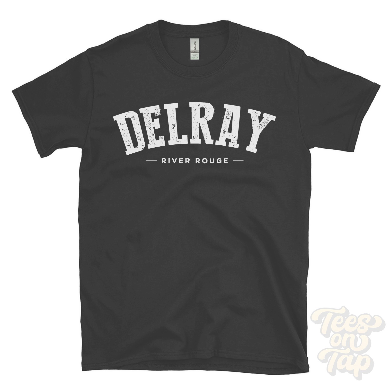 DELRAY RIVER ROUGE T-SHIRT Wayne Michigan USA retro varsity style hometown gift