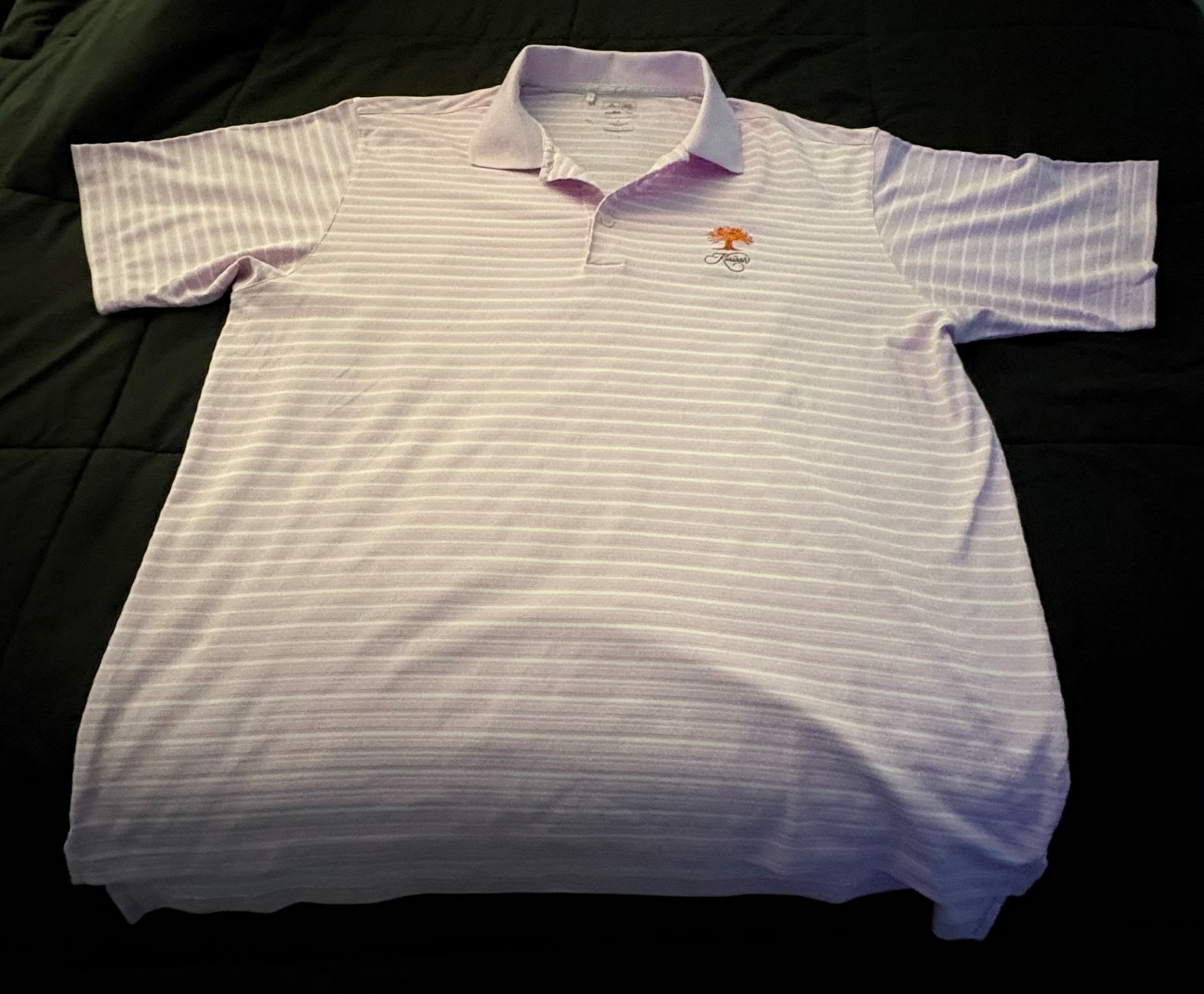 Adidas Golf ClimaCool Mens Large Polo Shirt Lavender White Stripe Kapalua Course