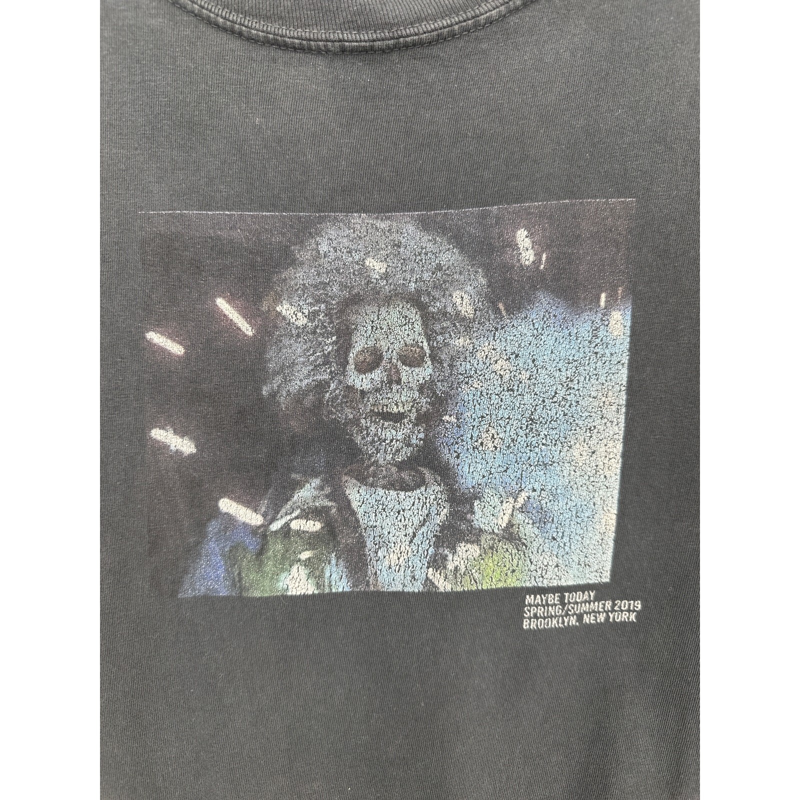 Maybe Today NYC Shirt Mens Large Black Skull Art Graphic Tee Streetwear Cotton