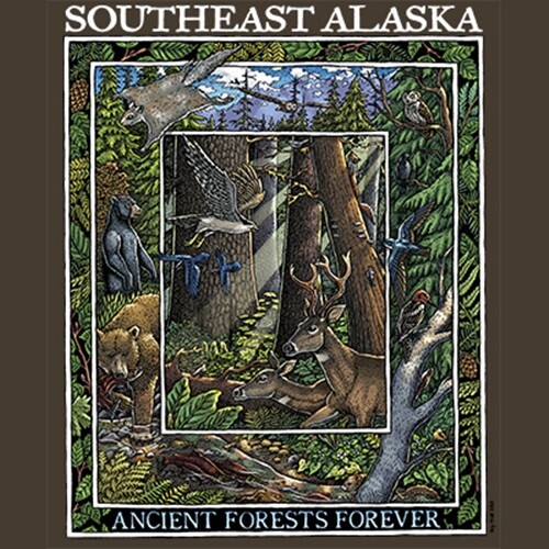 Ray Troll Ancient Forest Alaska Old Growth New adult t-shirt 3X, 2X, XL, L, S