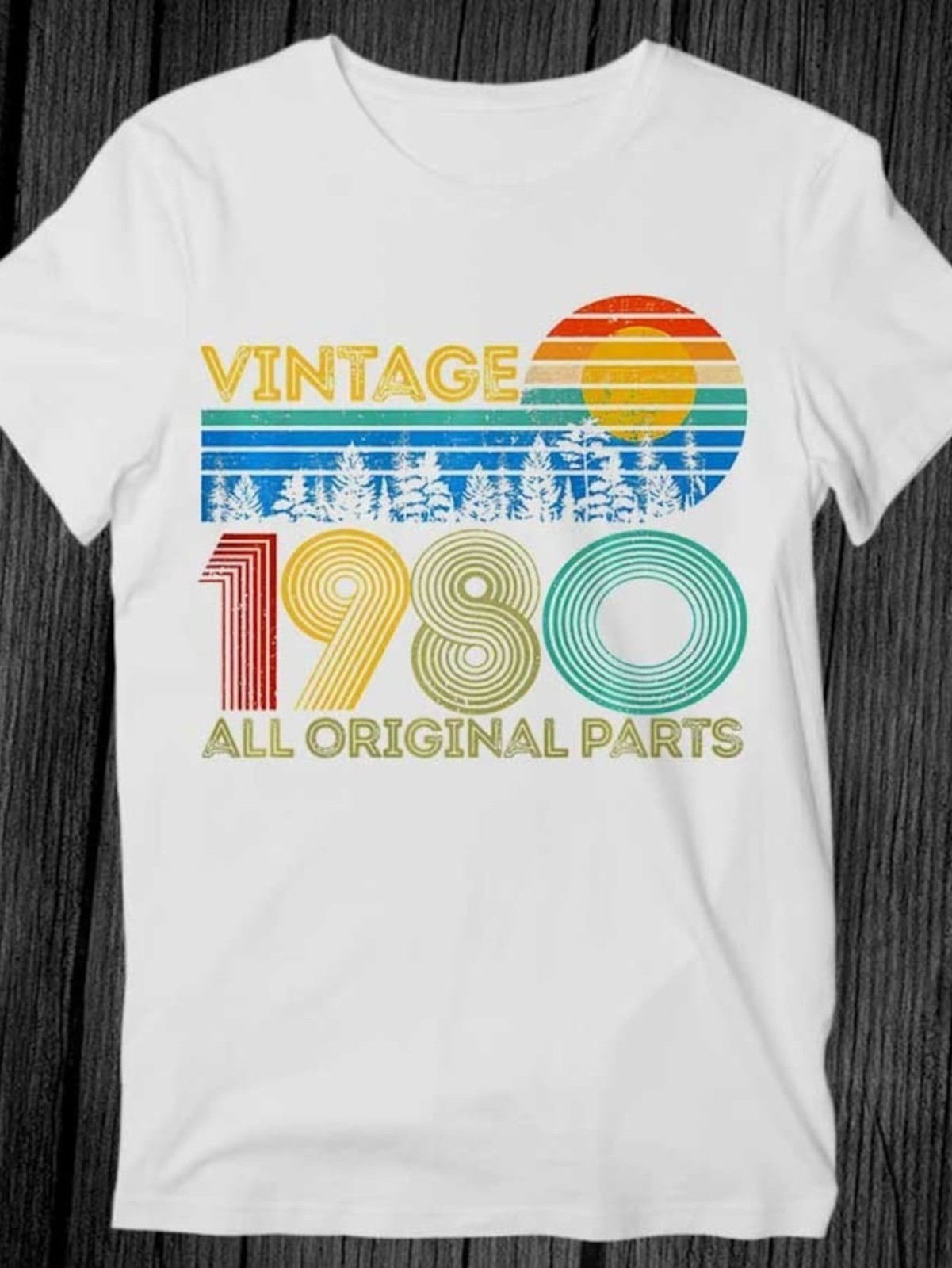 1980 All Original Parts Vintage 80s T-Shirt – White Retro 80s Music & Birthday