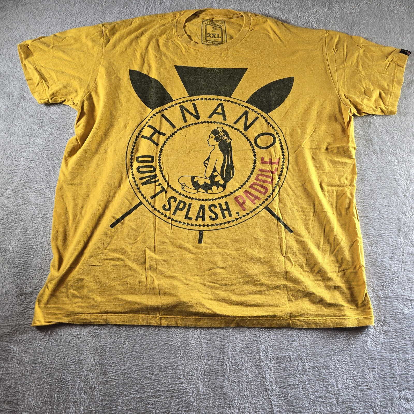 Hinano Shirt Mens 2XL Yellow Dont Splash Paddle Paddler Hawaiian Graphic Tee