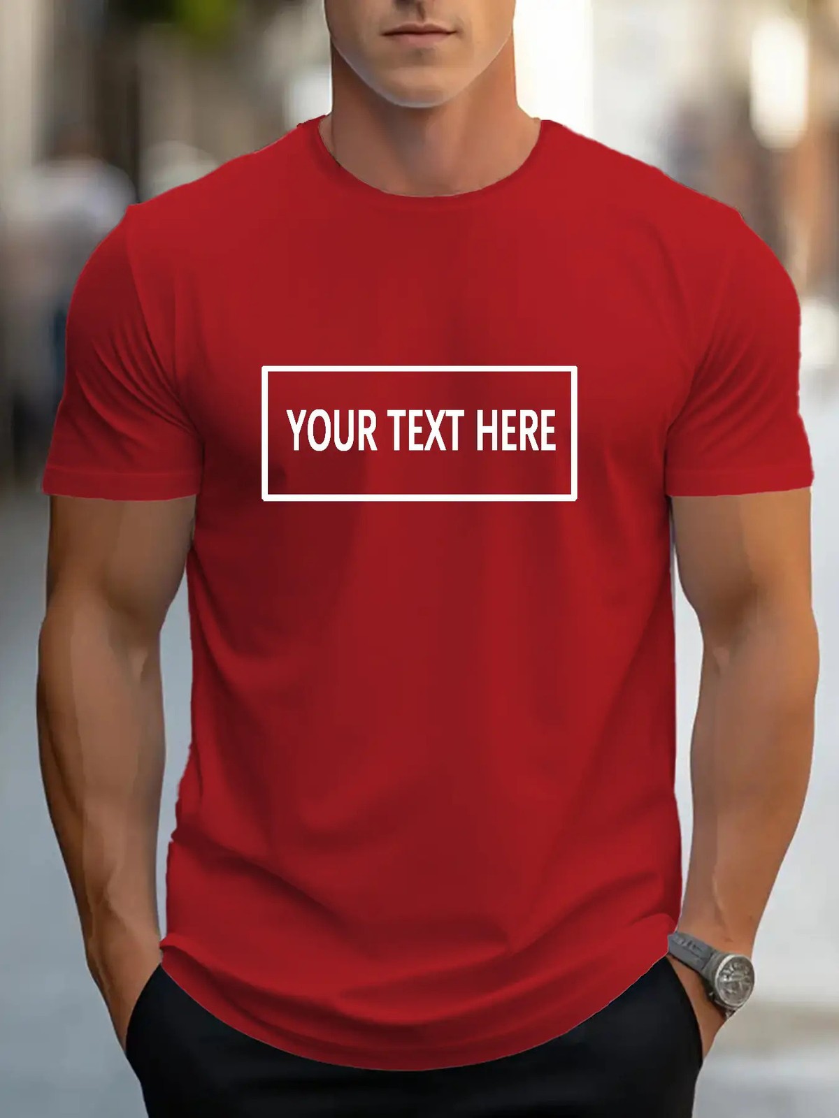 Customizable Mens Short Sleeve Round Neck T-Shirt Summer Casual Sportswear Gift♪