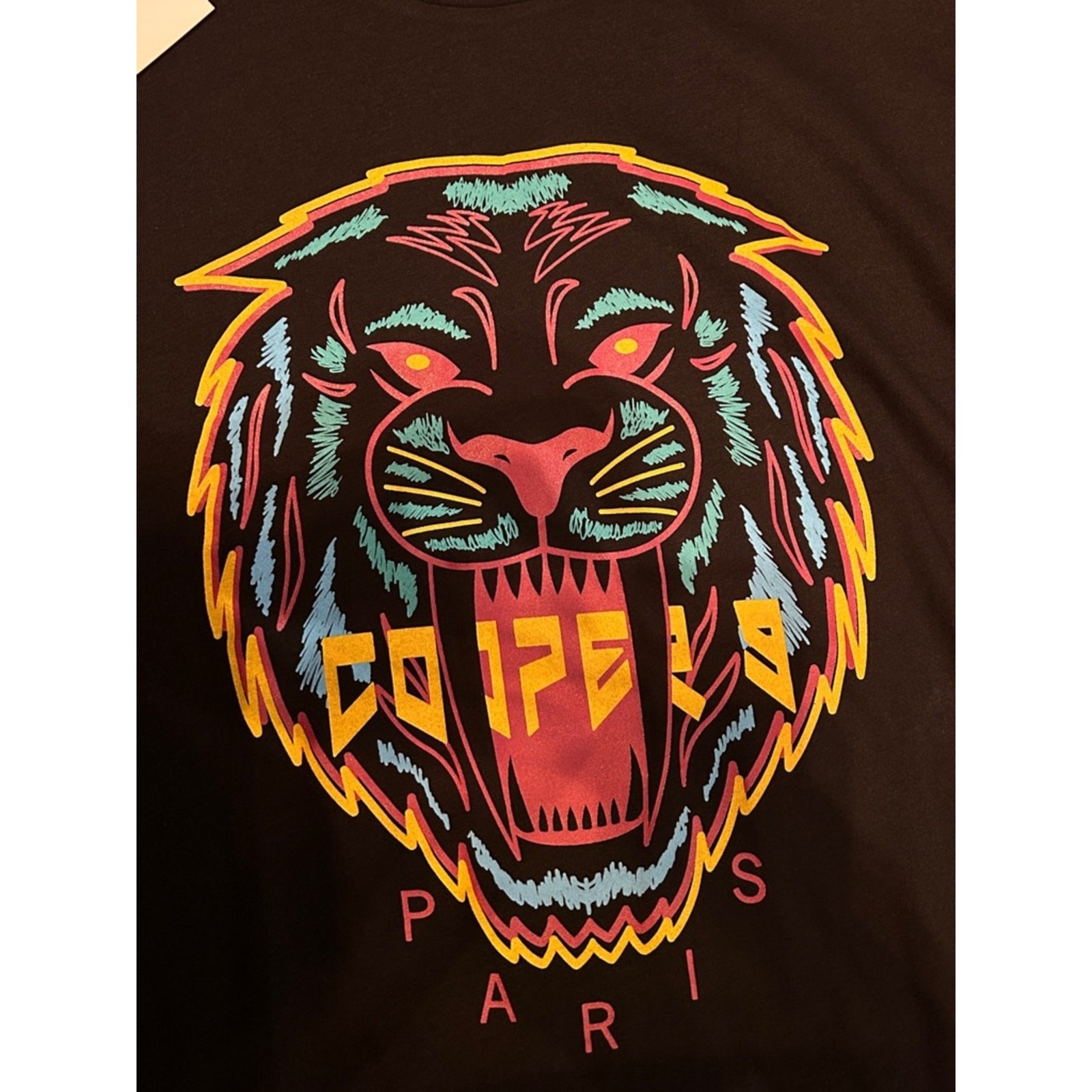 Source Unknown Black Tee with Neon Lion Graphic