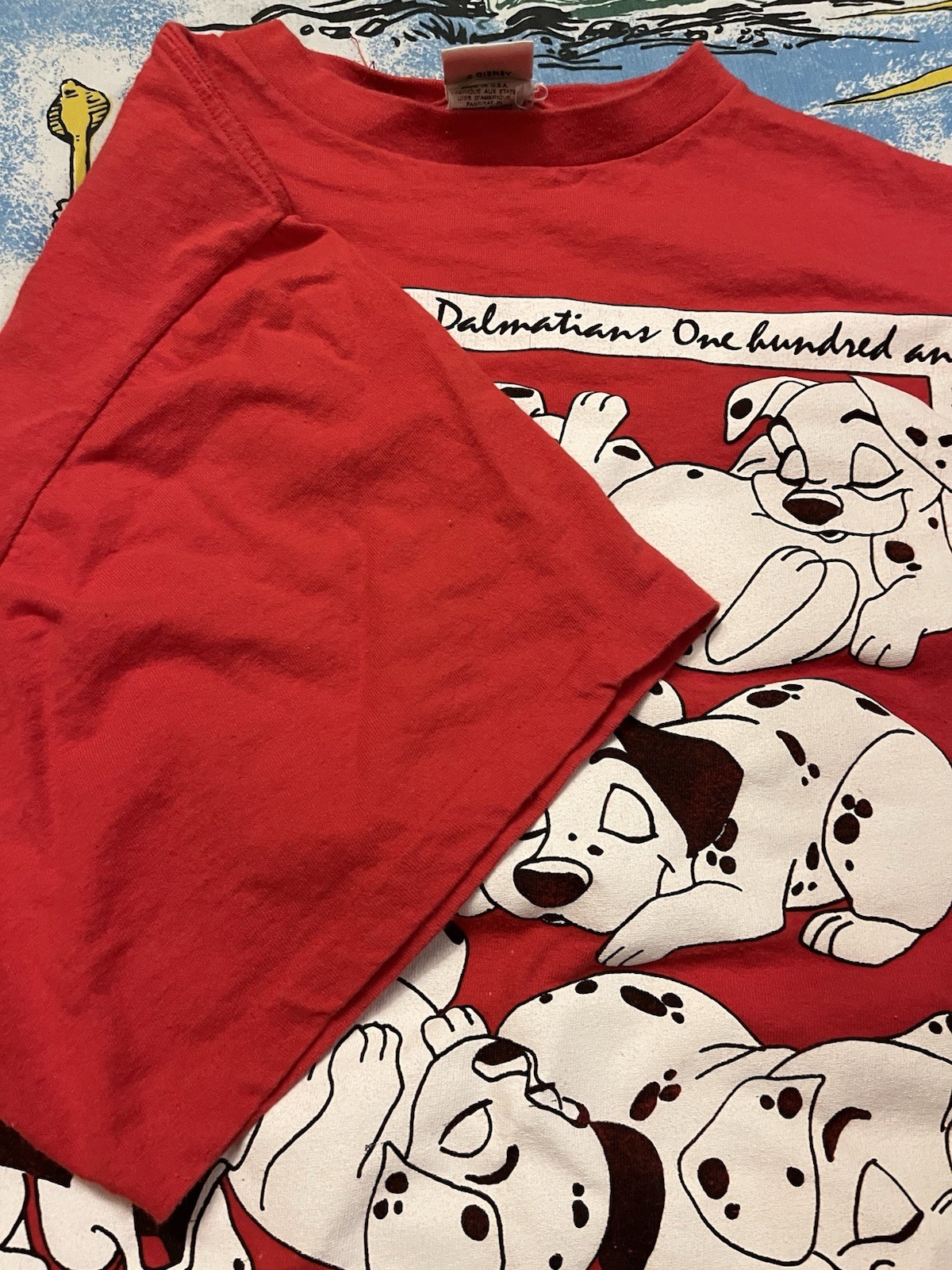 Vintage Disney 101 Dalmatians T-Shirt One Size Red Puppy Movie 90s Tee Promo VTG