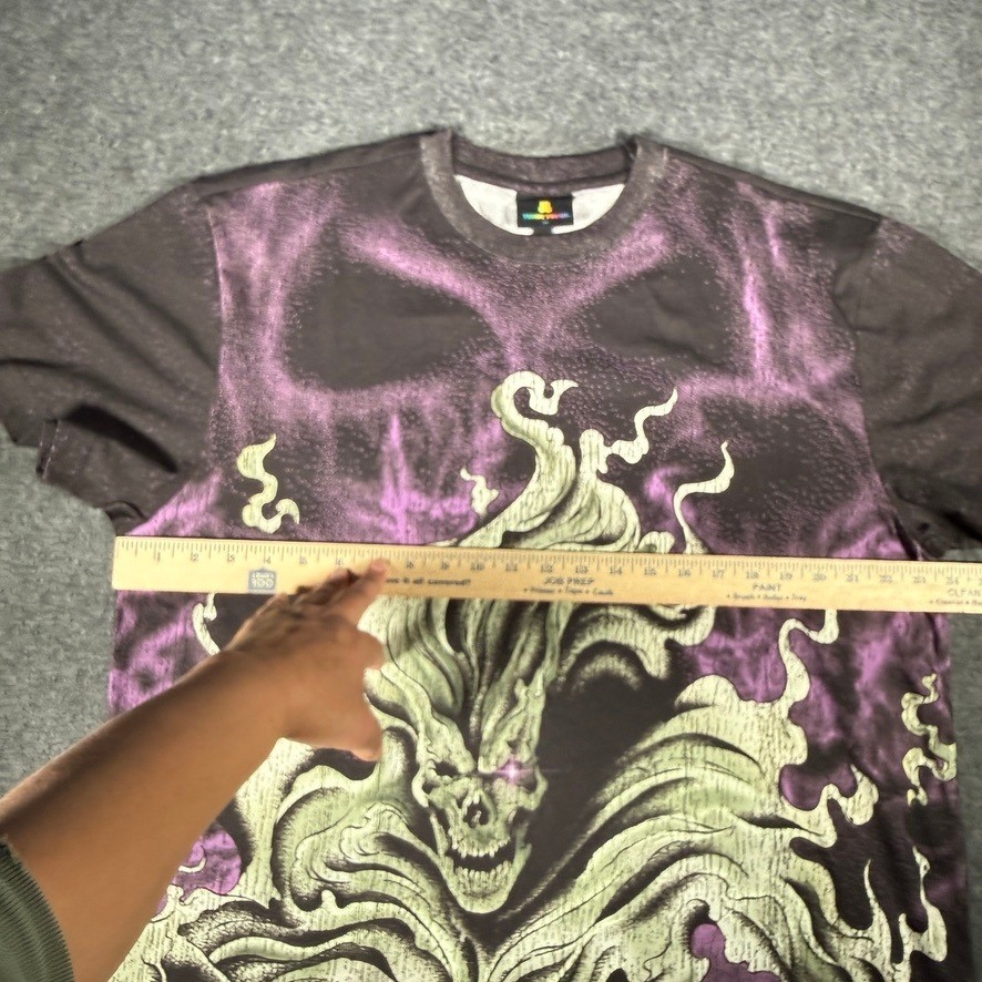 Teddy Fresh T Shirt Mens XL Purple Skull Graphic All Over Print Streetwear Tee