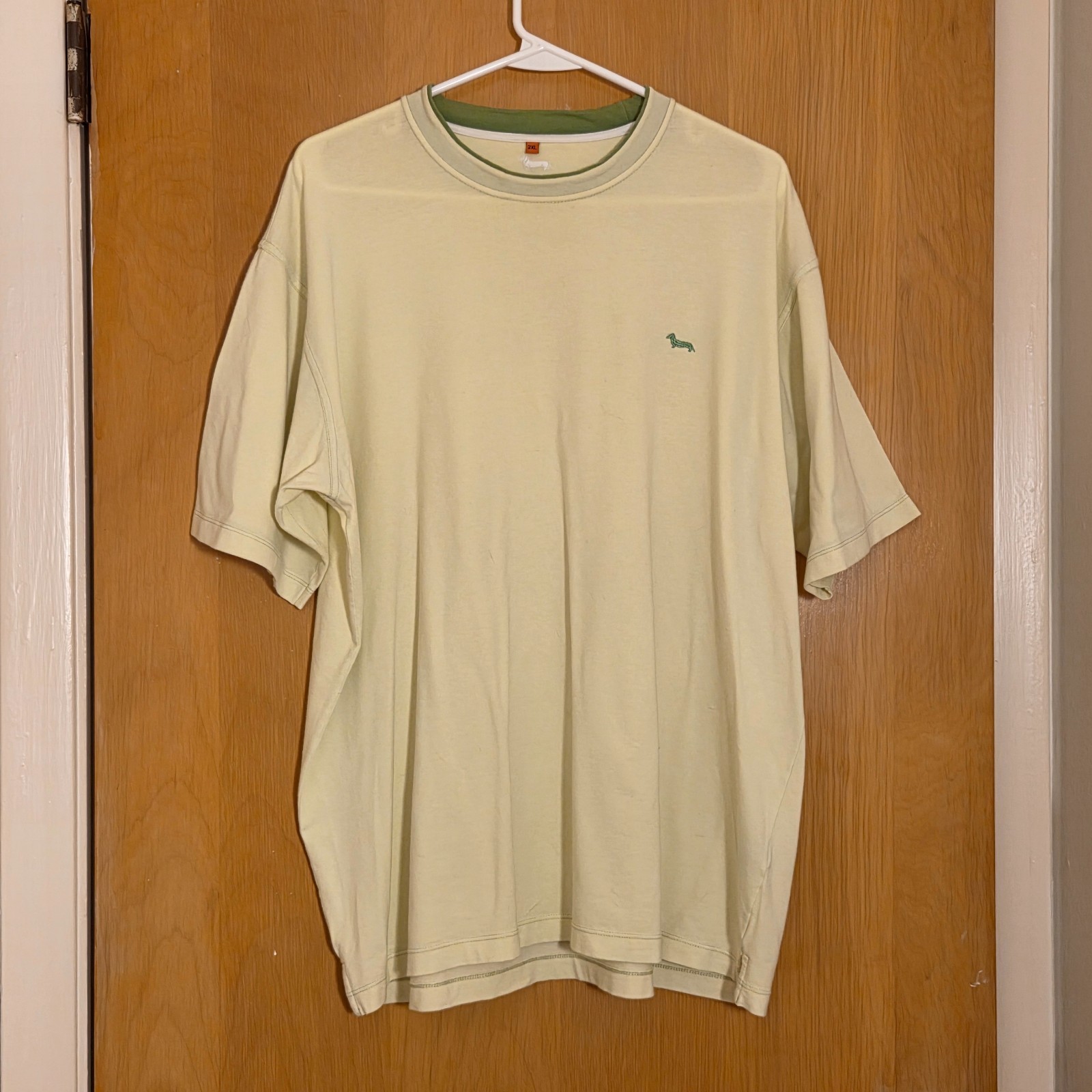 Harmont & Blaine Mens Narrow Fit T-Shirt XXL 2XL Lime Green Dachshund Logo READ
