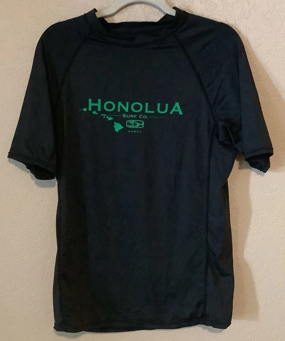Honolua Surf Co Rash Guard Mens 2XL Black SS Stretch Shirt Beach Hawaii