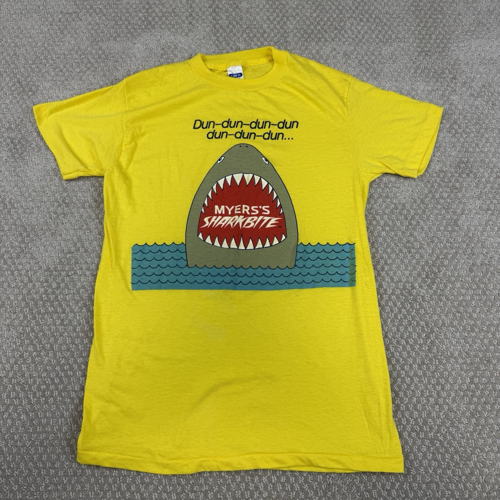 Vtg Myers’s Sharkbite Liquor T Shirt 80s Sz L Single Stitch Promo Graphic USA