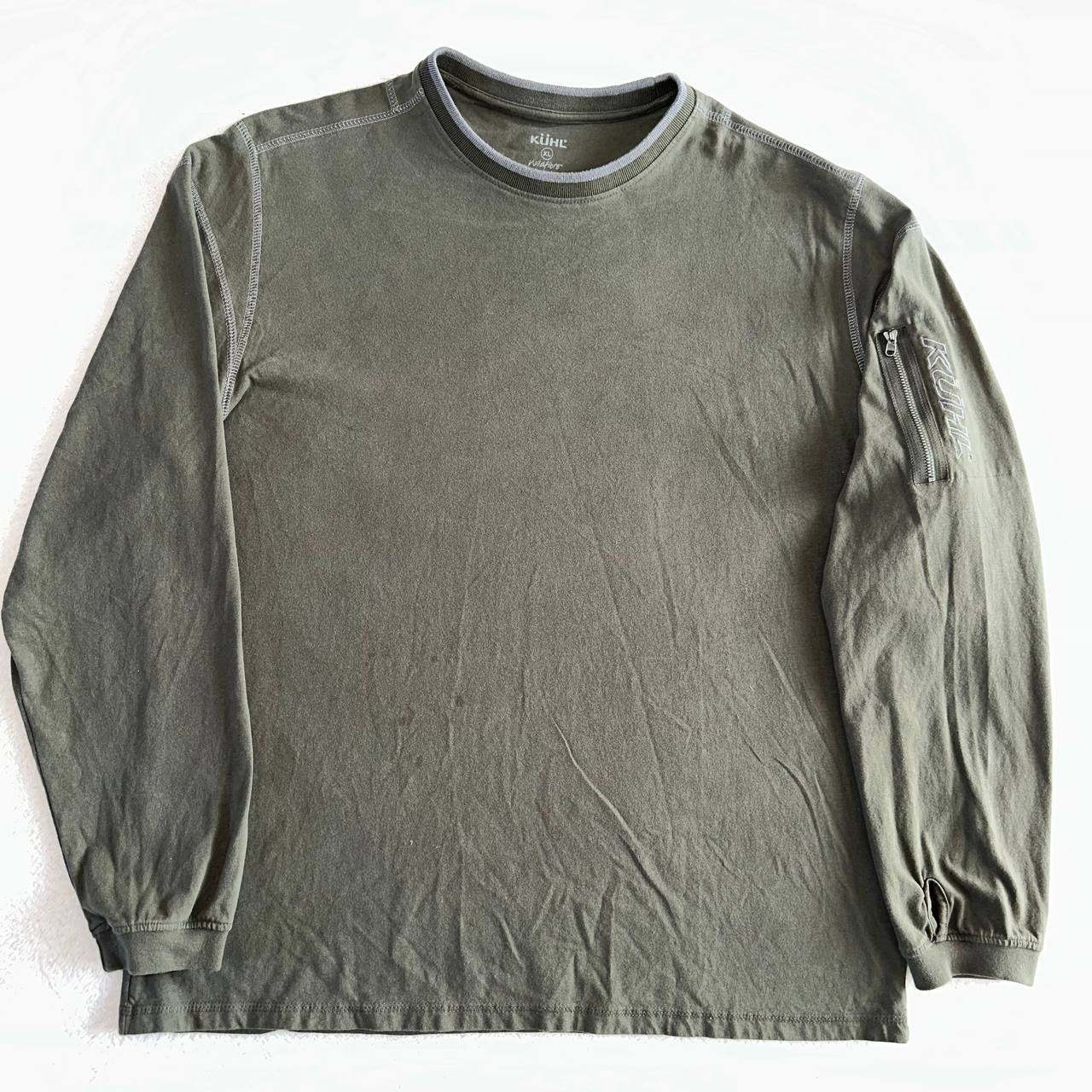 Kuhl Kommando Wildfibre Long Sleeve T-Shirt Olive Green Organic Cotton Zip XL
