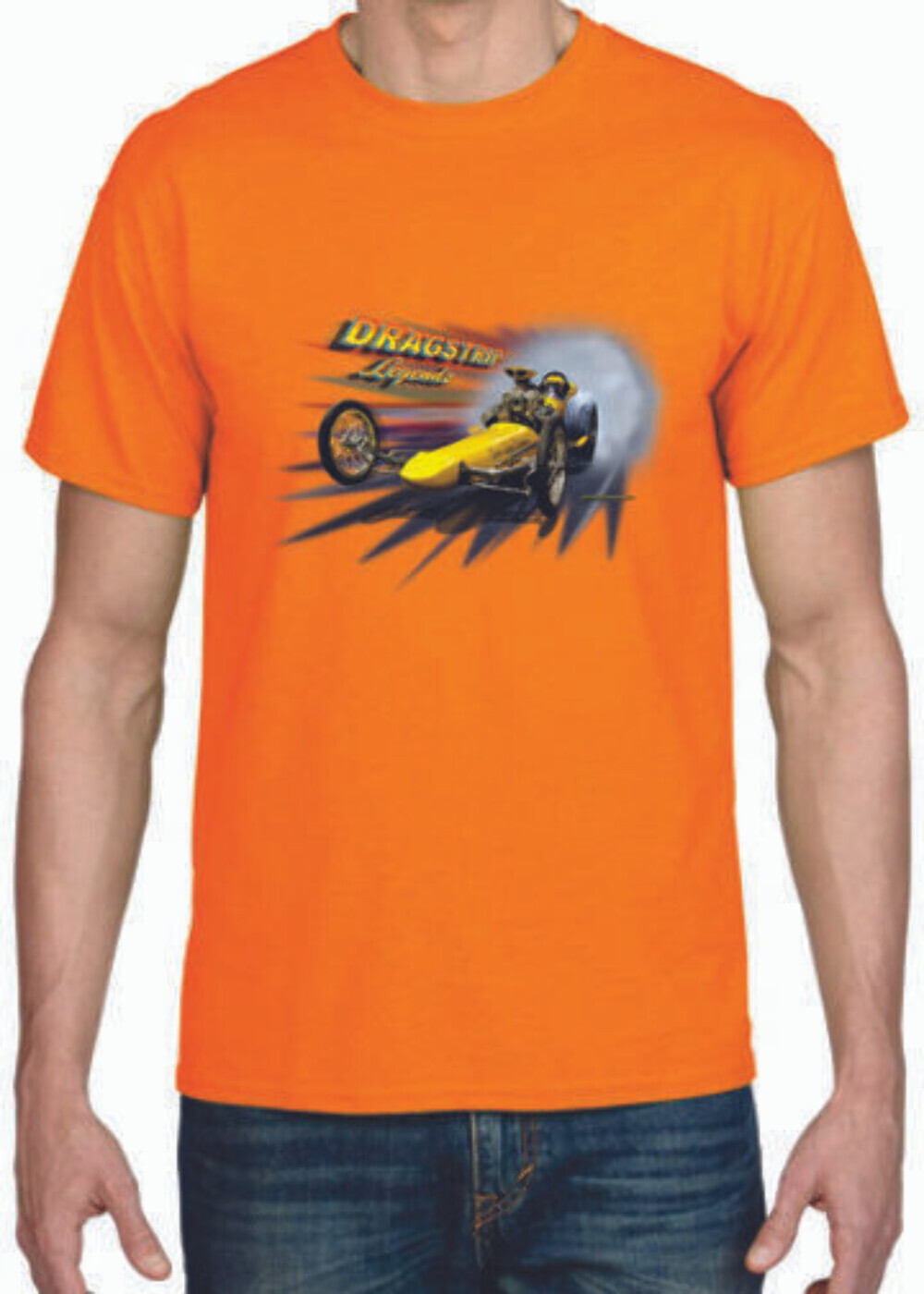 Adult DryBlend® T-Shirt – (YELLOW DRAGSTER LEGENDS – HOT ROD)