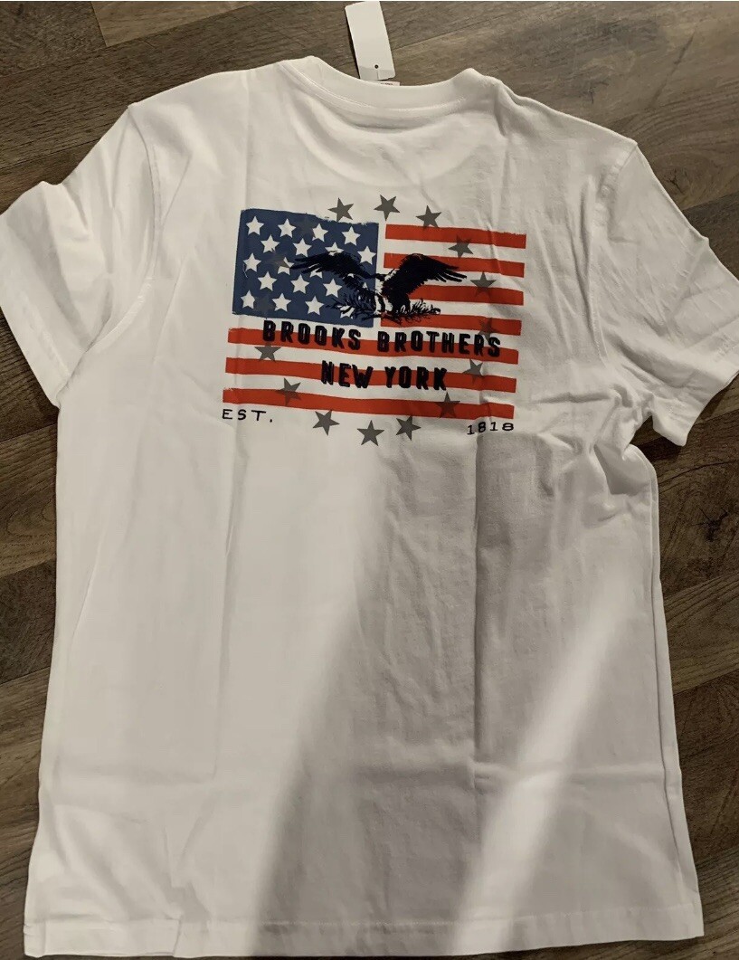 Brooks Brothers 1818 Mens White New York T-shirt size Small retail $49.50