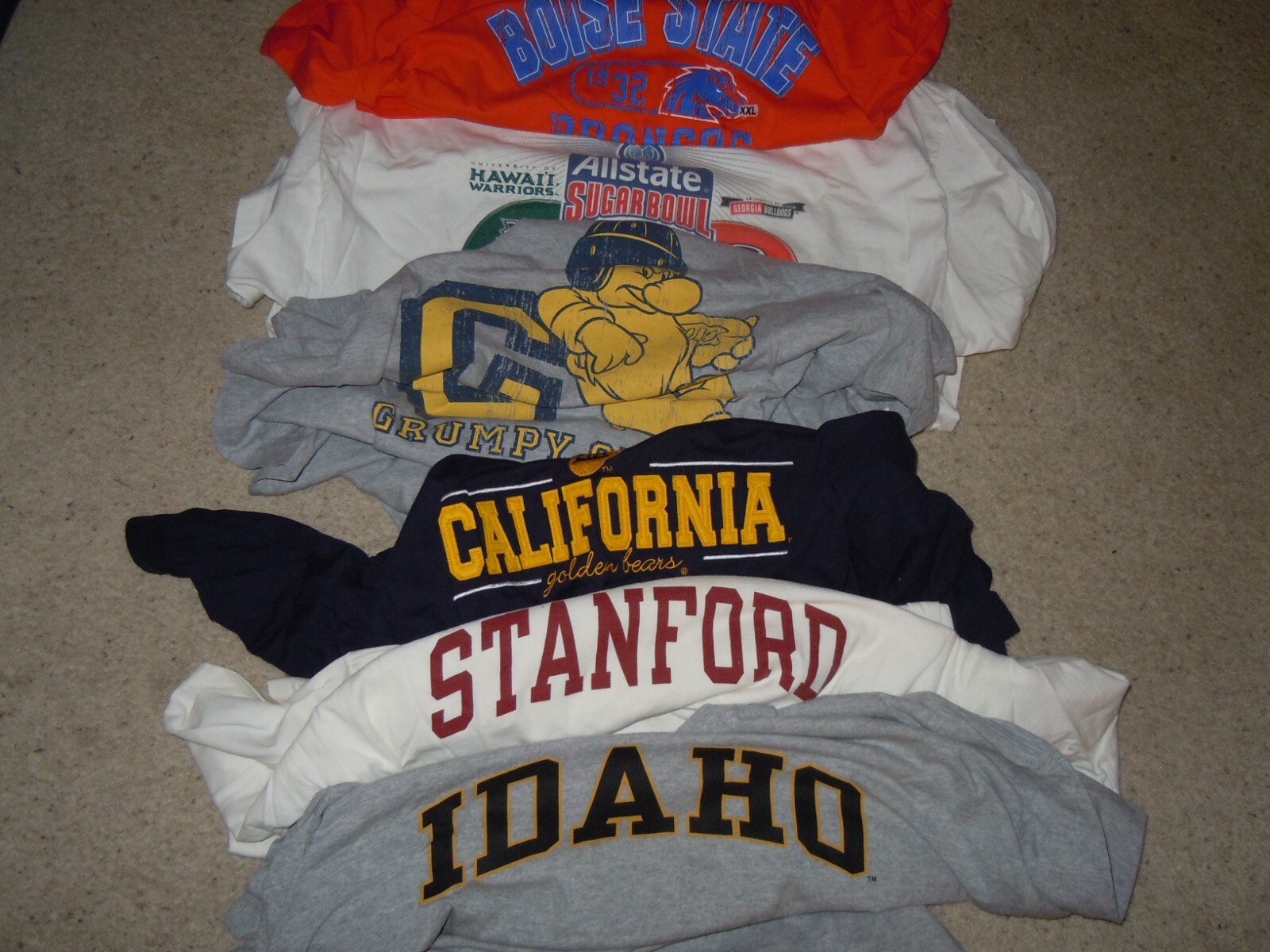 6 DIFFERENT COLLEGE OR UNIVERSITY SPORT T SHIRTS – ALL SIZE XXL – VARIOUS COLORS