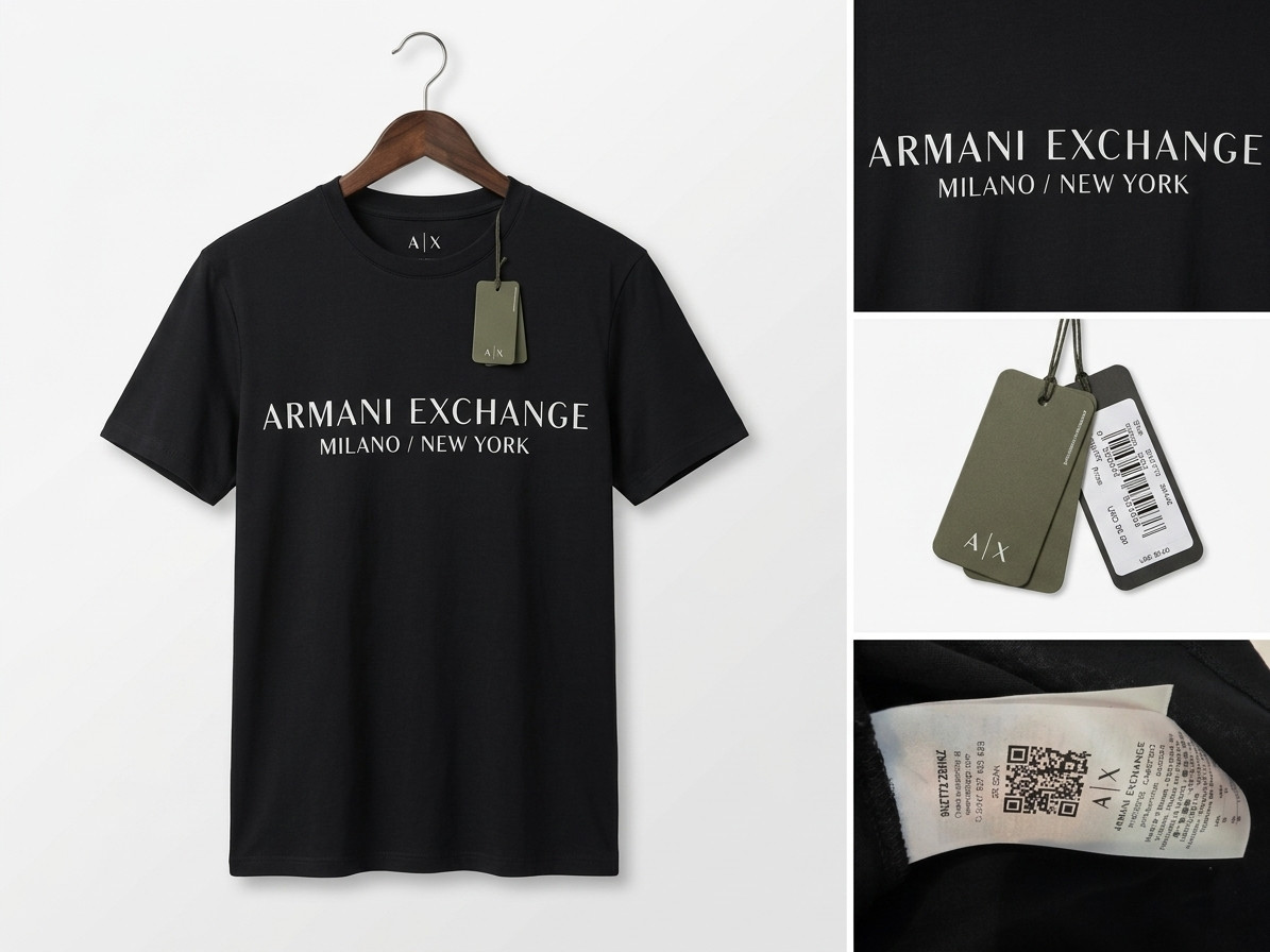 Armani Exchange Men`s Regular Fit T-shirt with Logo size M BLACK
