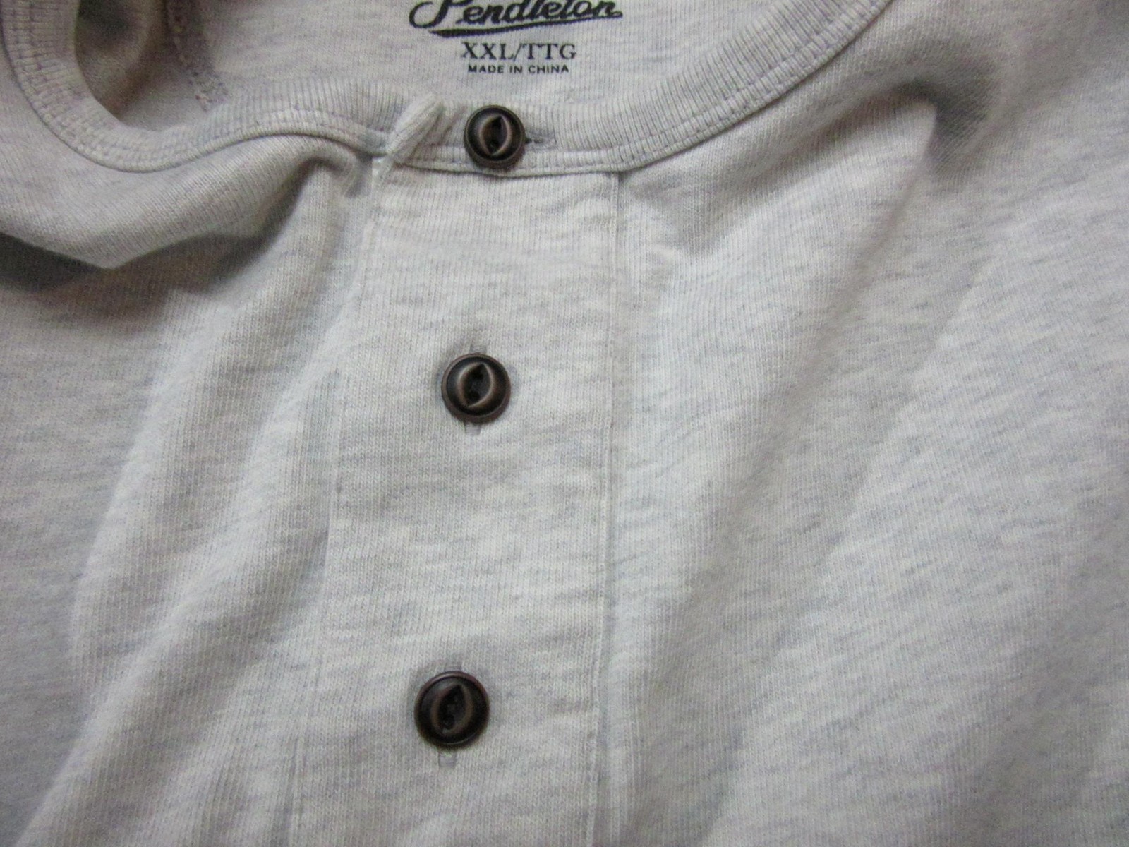 Pendleton Henley Shirt Mens 2XL Gray Long Sleeve 3 Button Knit Casual