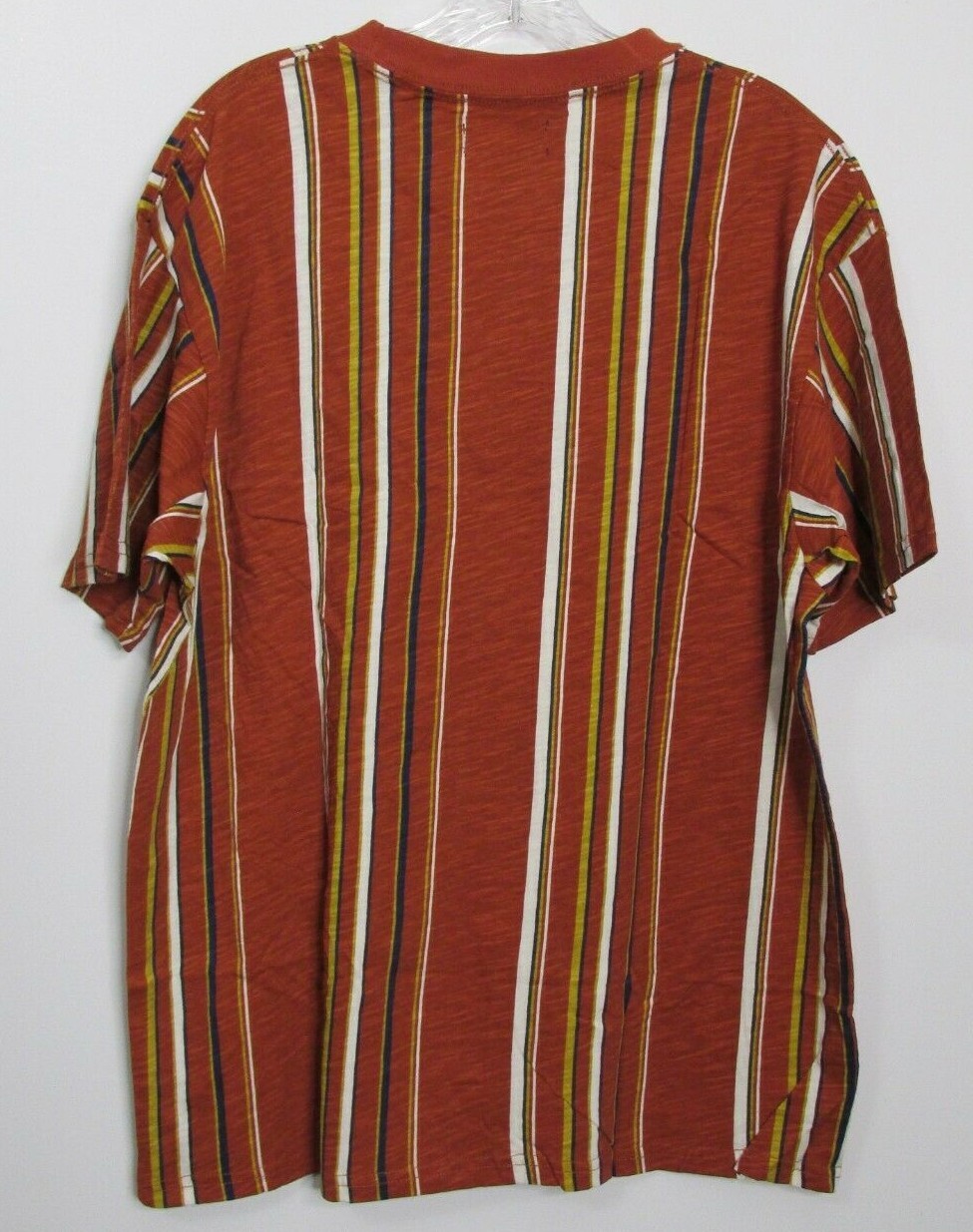 Men’s Cotton:On Vertical Striped T-Shirt Brooklyn New York Orange Size MED