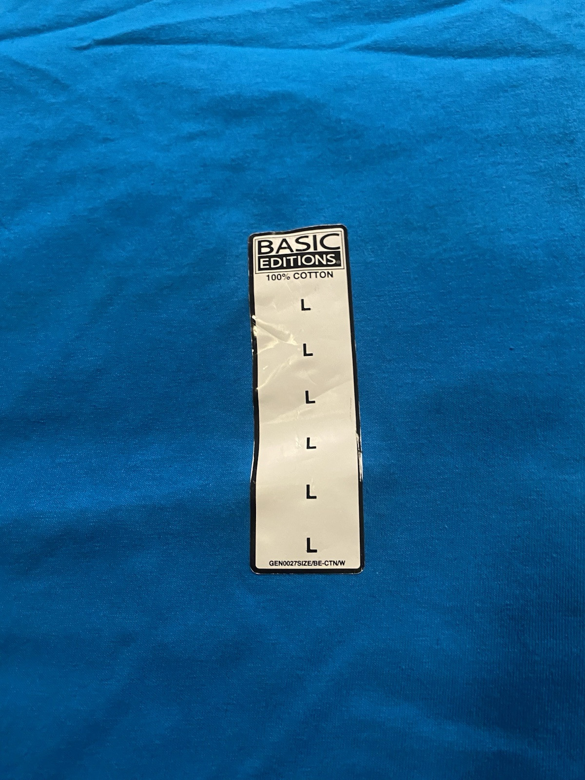 Vintage Basic Editions Single Stitch T Shirt Blue BLANK Large NEW NWT Deadstock