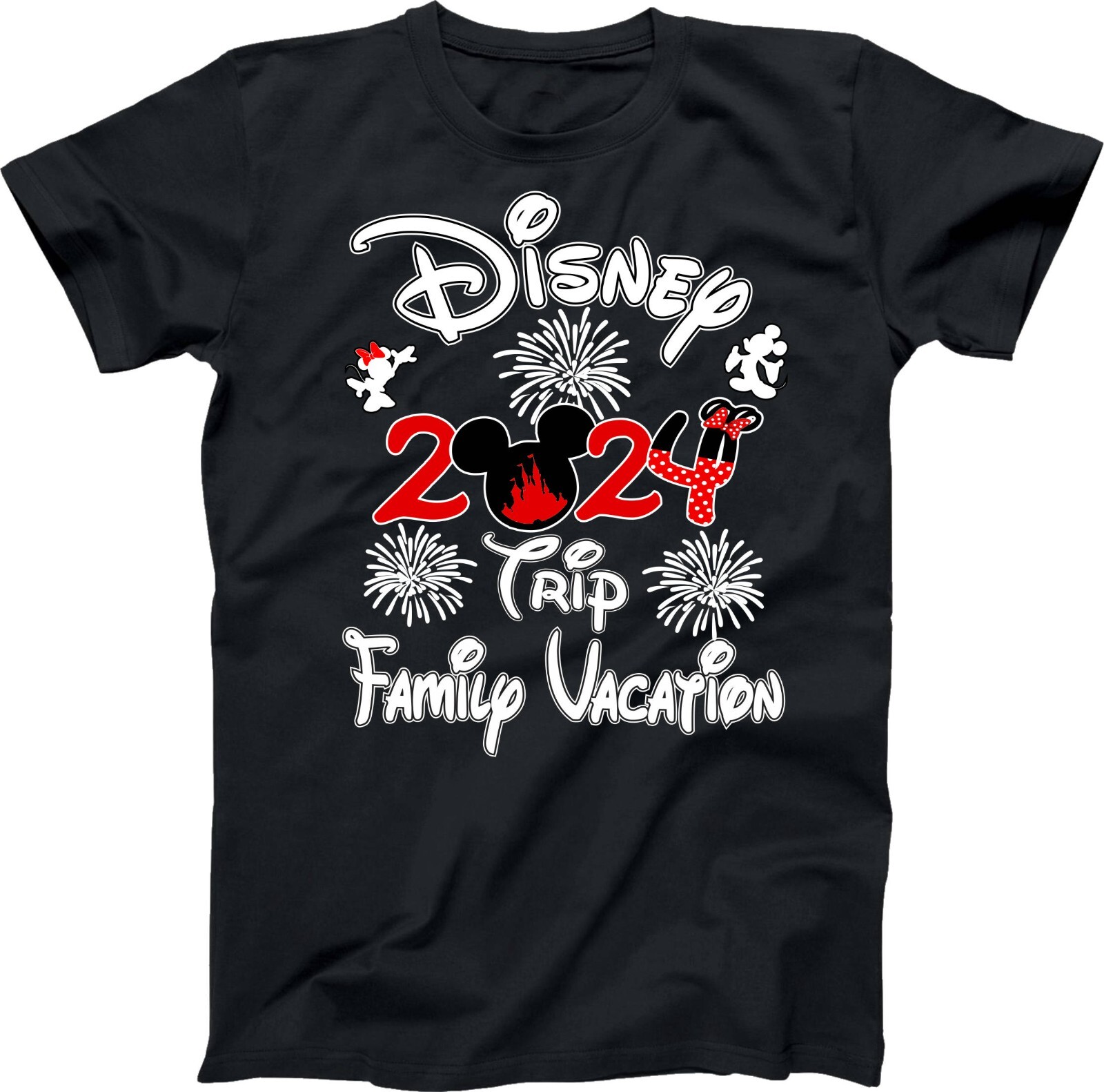 Disney Family Vacation 2024 fire works, Mickey, Minnie, Family Trip, Squad