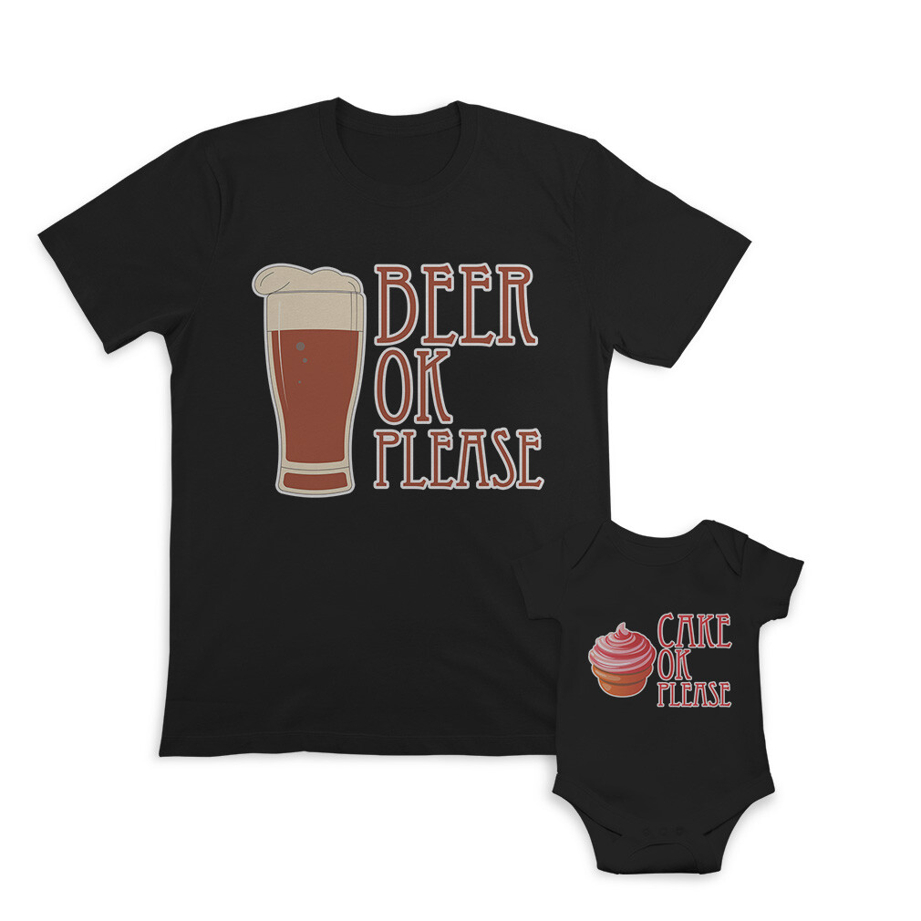 Dad and Baby Matching Outfits Clothes Beer Ok Please Beer Glass – Cake Cupcake